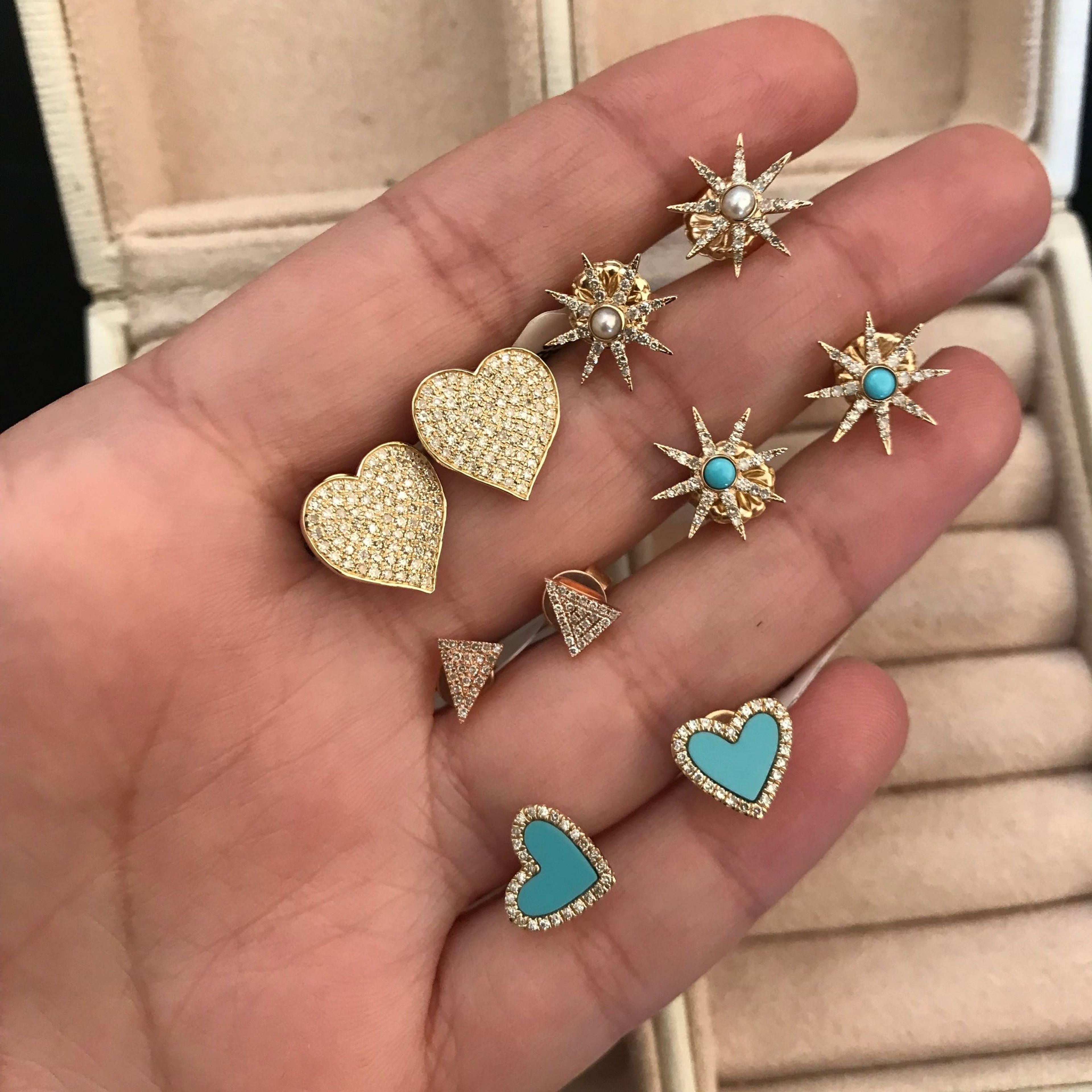 Turquoise and Diamond Starburst Stud Earring