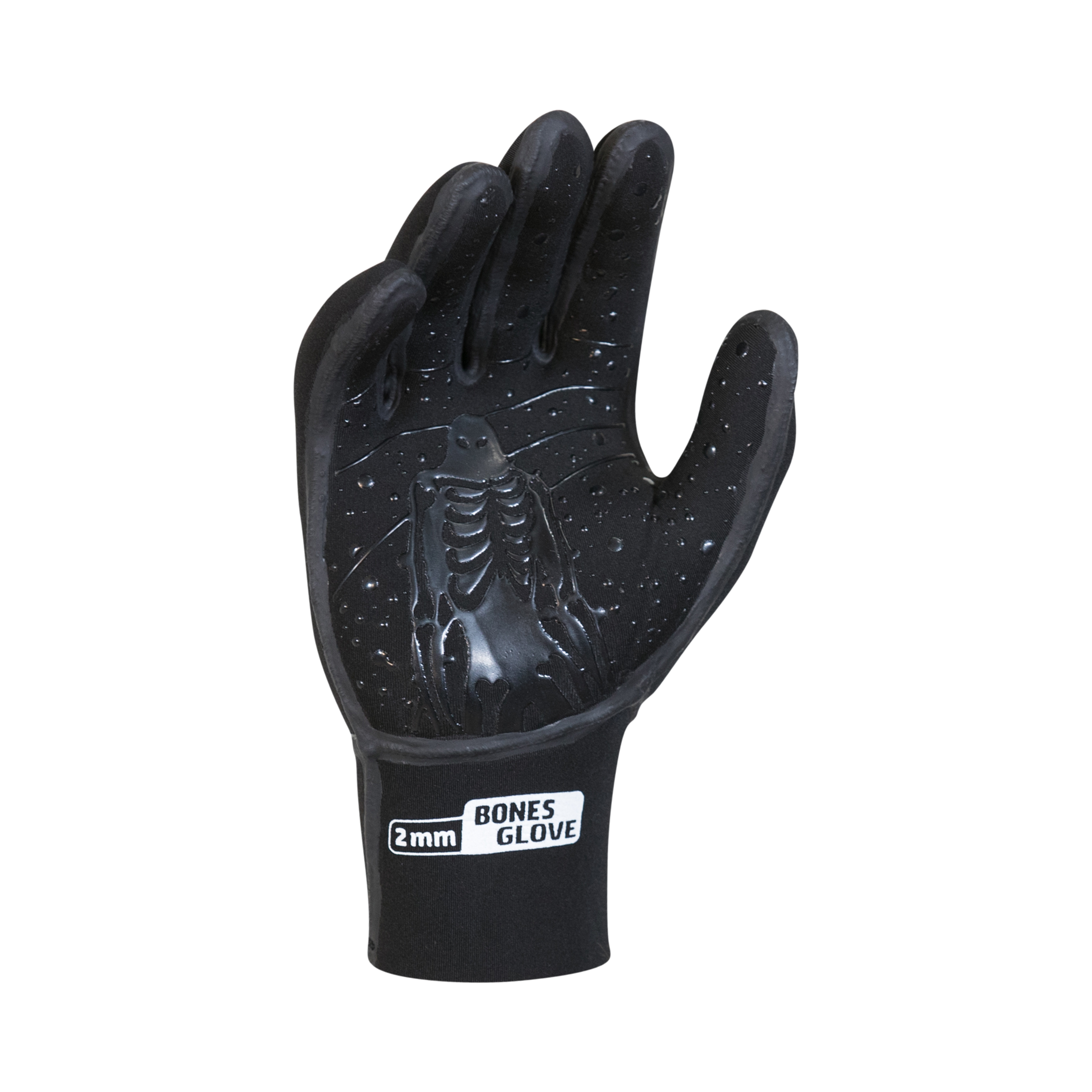 2MM 5 Finger Glove Unisex- Black/White Bones
