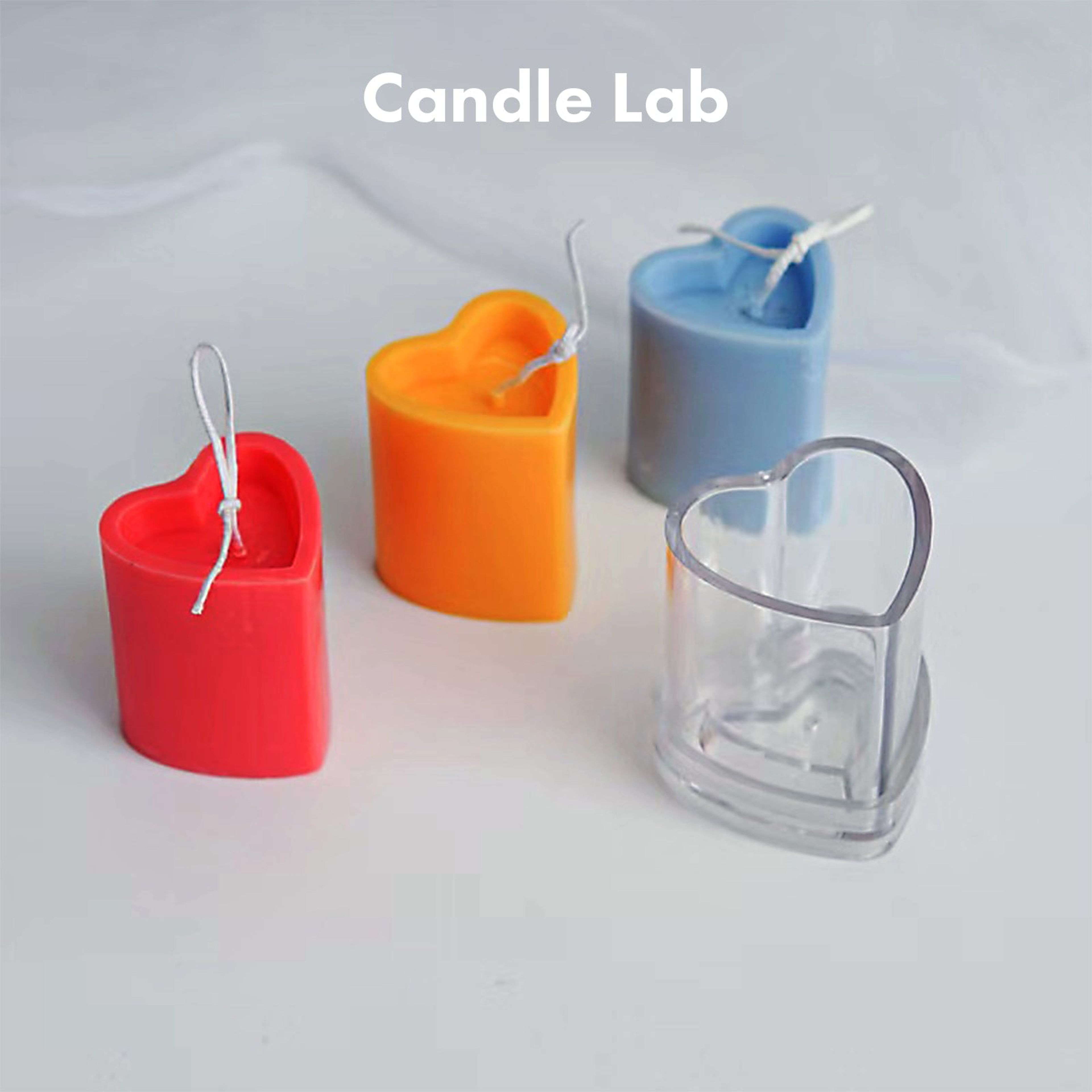 Candle Lab | Heart concave Candle Mold Acrylic Plastic Column Candle Making Tool Handmade Soap Mold for DIY Crafts Clay, Clear