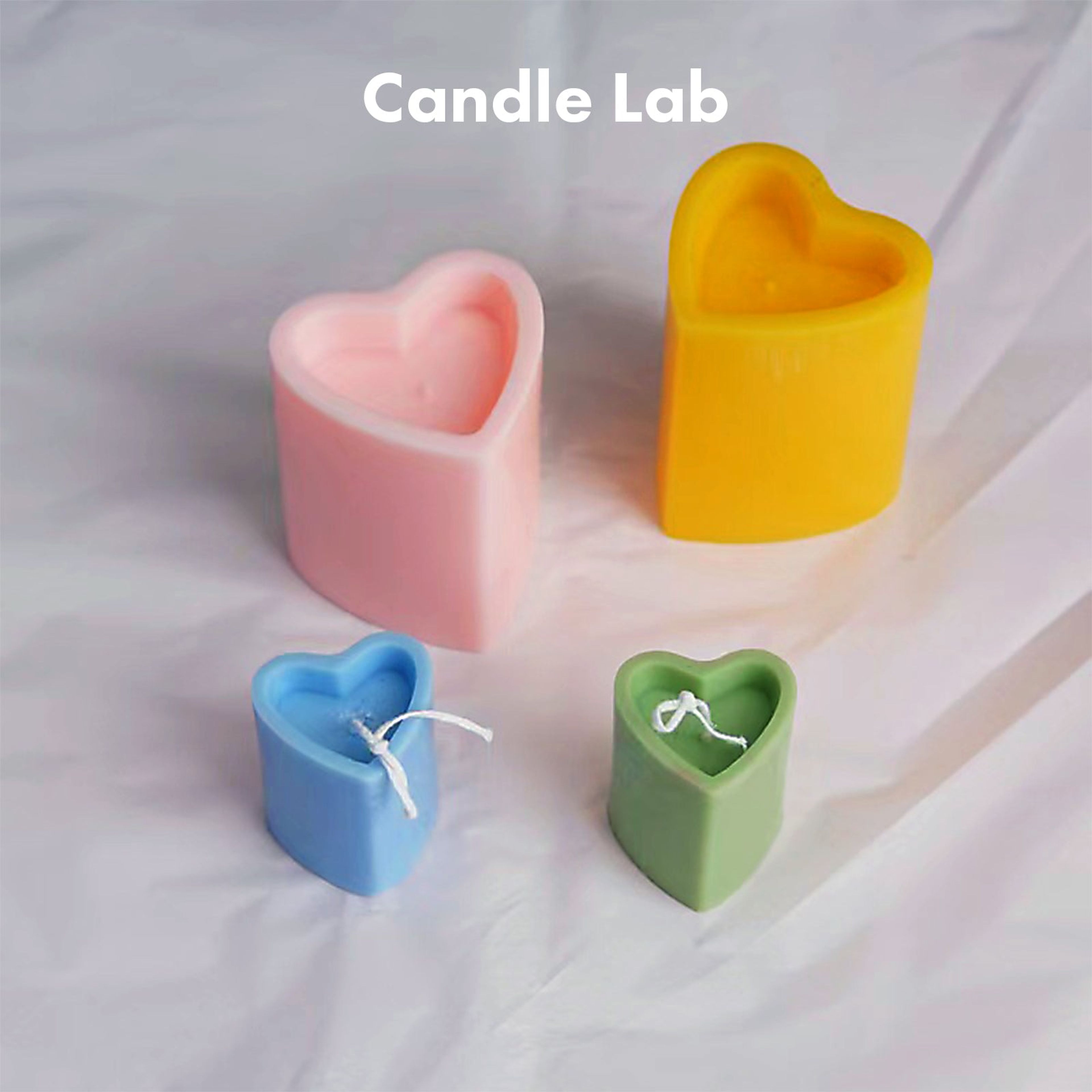 Candle Lab | Heart concave Candle Mold Acrylic Plastic Column Candle Making Tool Handmade Soap Mold for DIY Crafts Clay, Clear