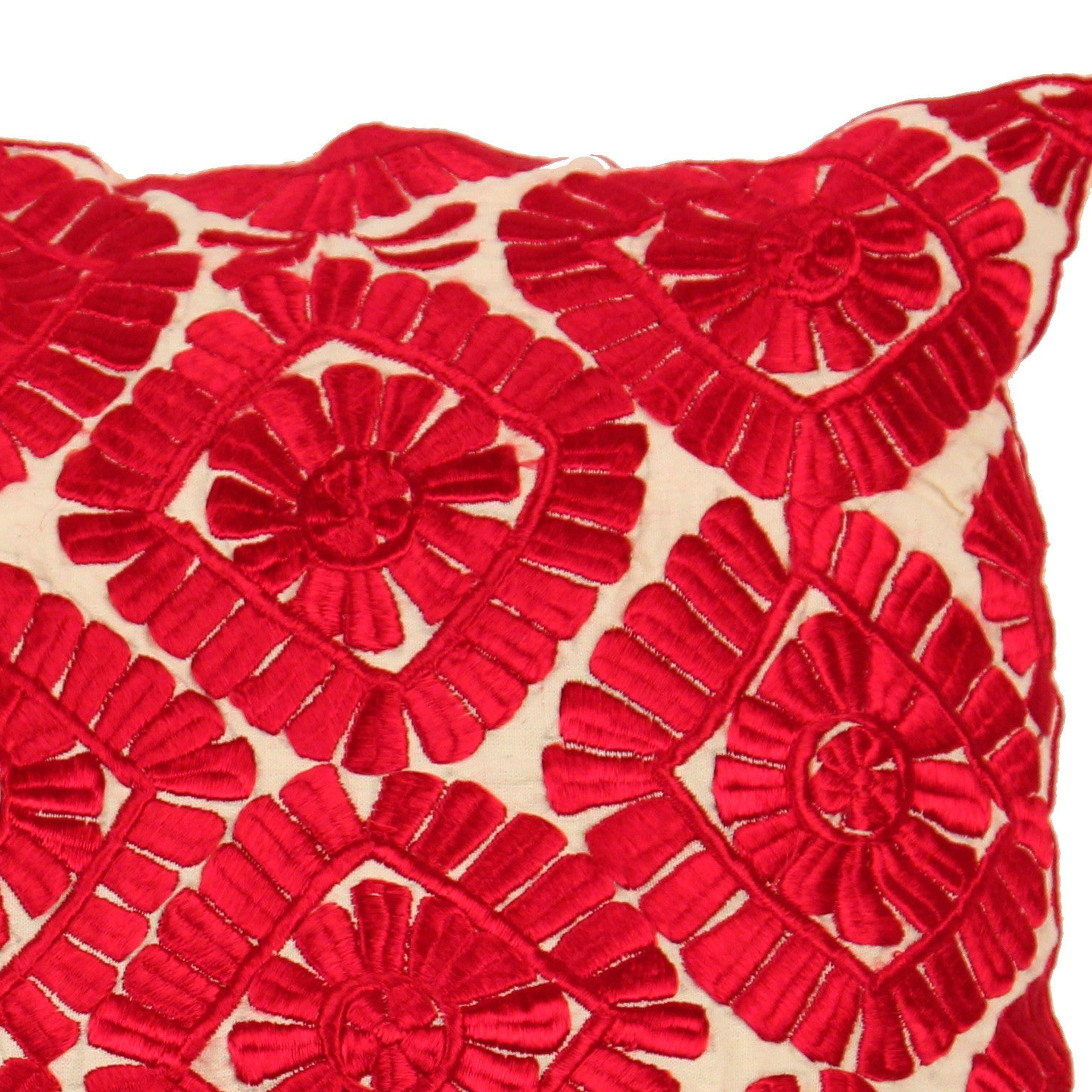 Moroccan Embroidered Pillow, Red