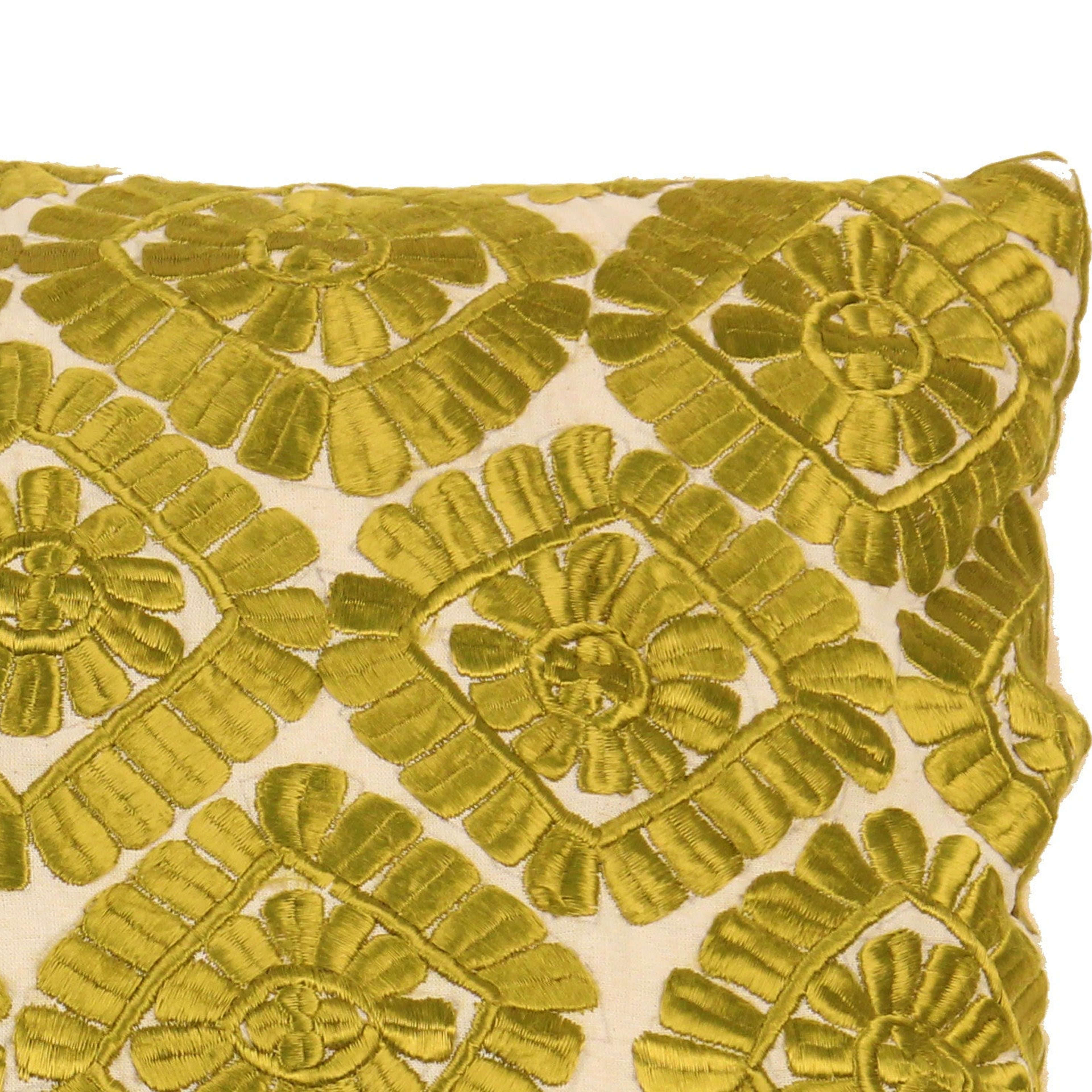 Moroccan Embroidered Pillow, Green