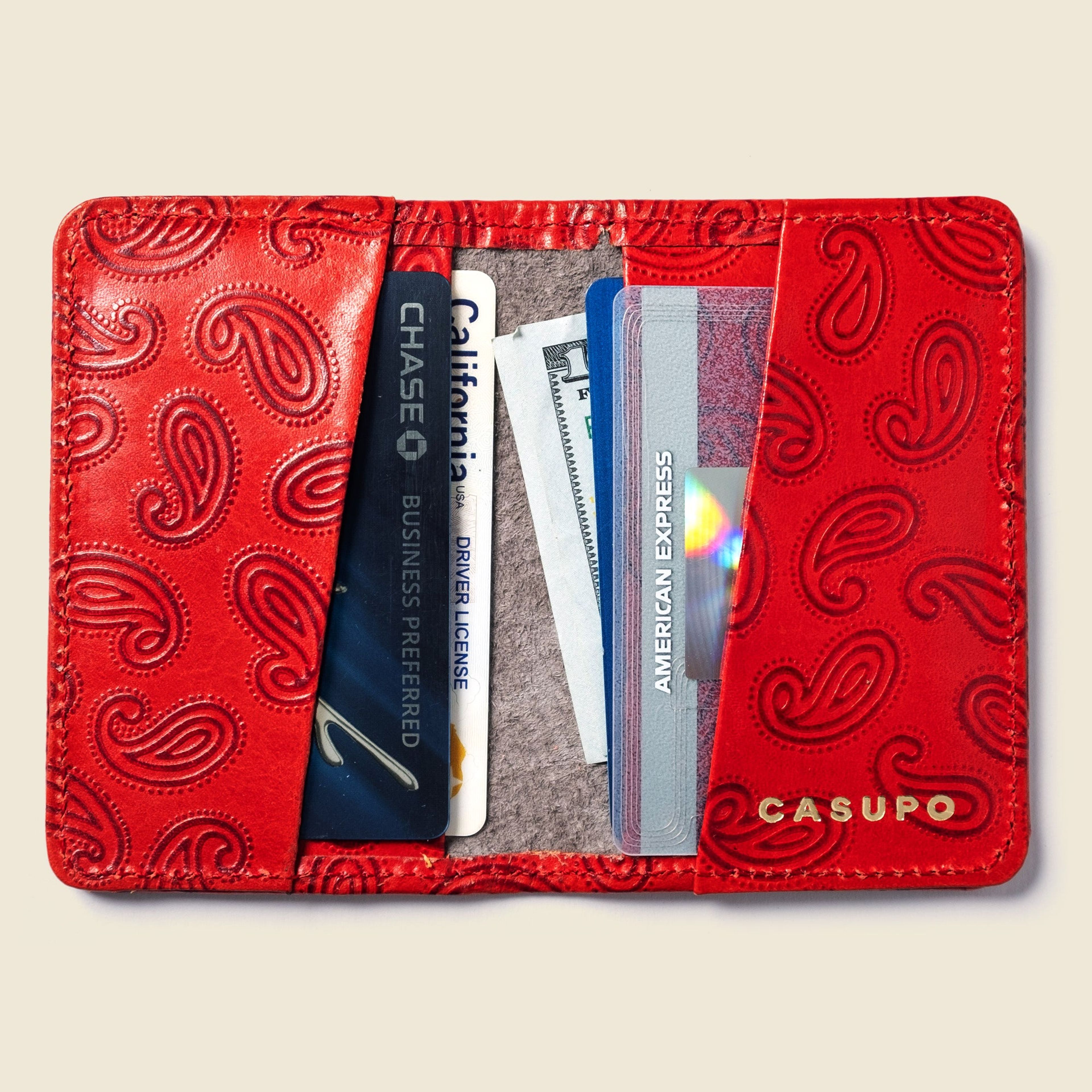 Compact Bifold - Red Paisley