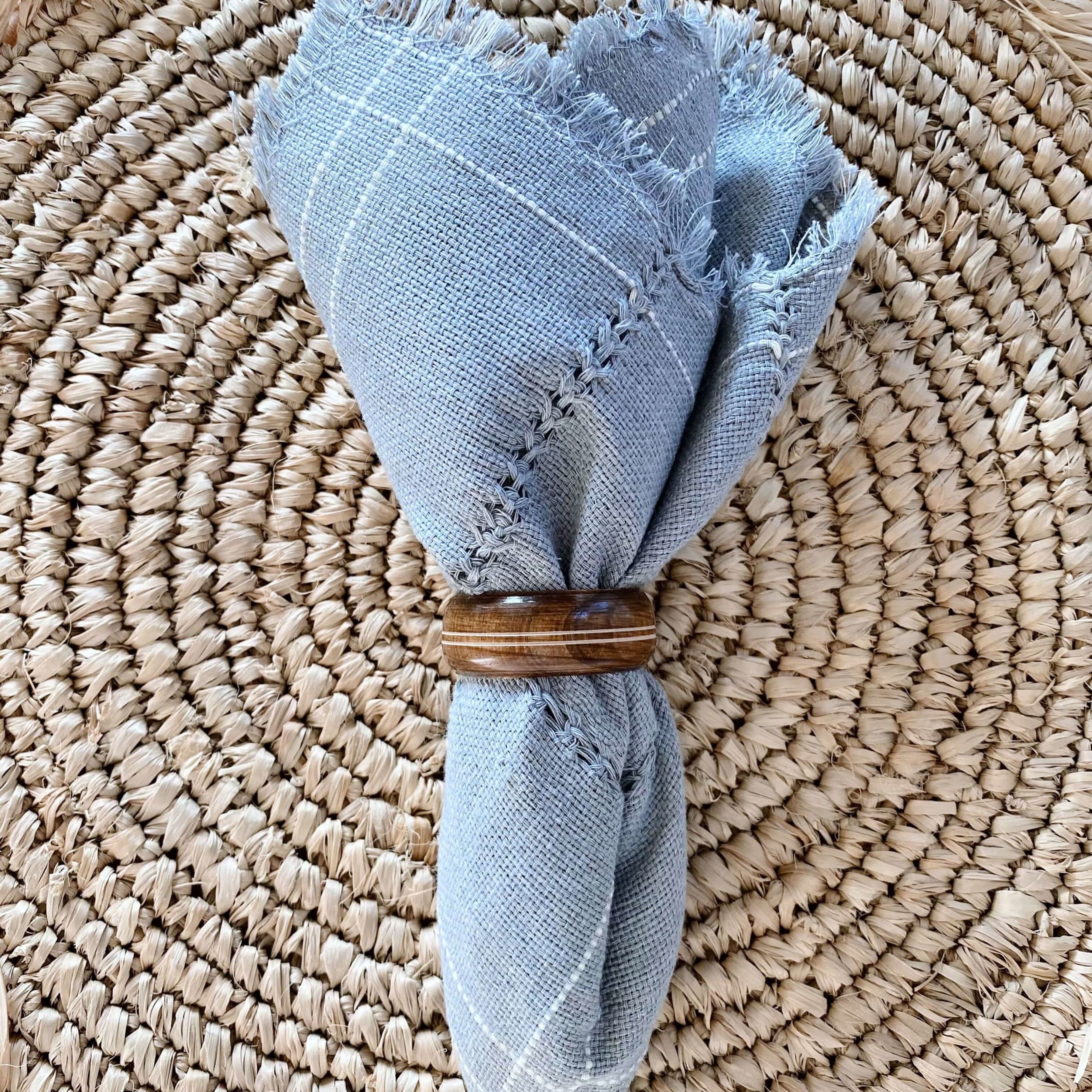 Handwoven Linen Napkin Set Stonewash Blue