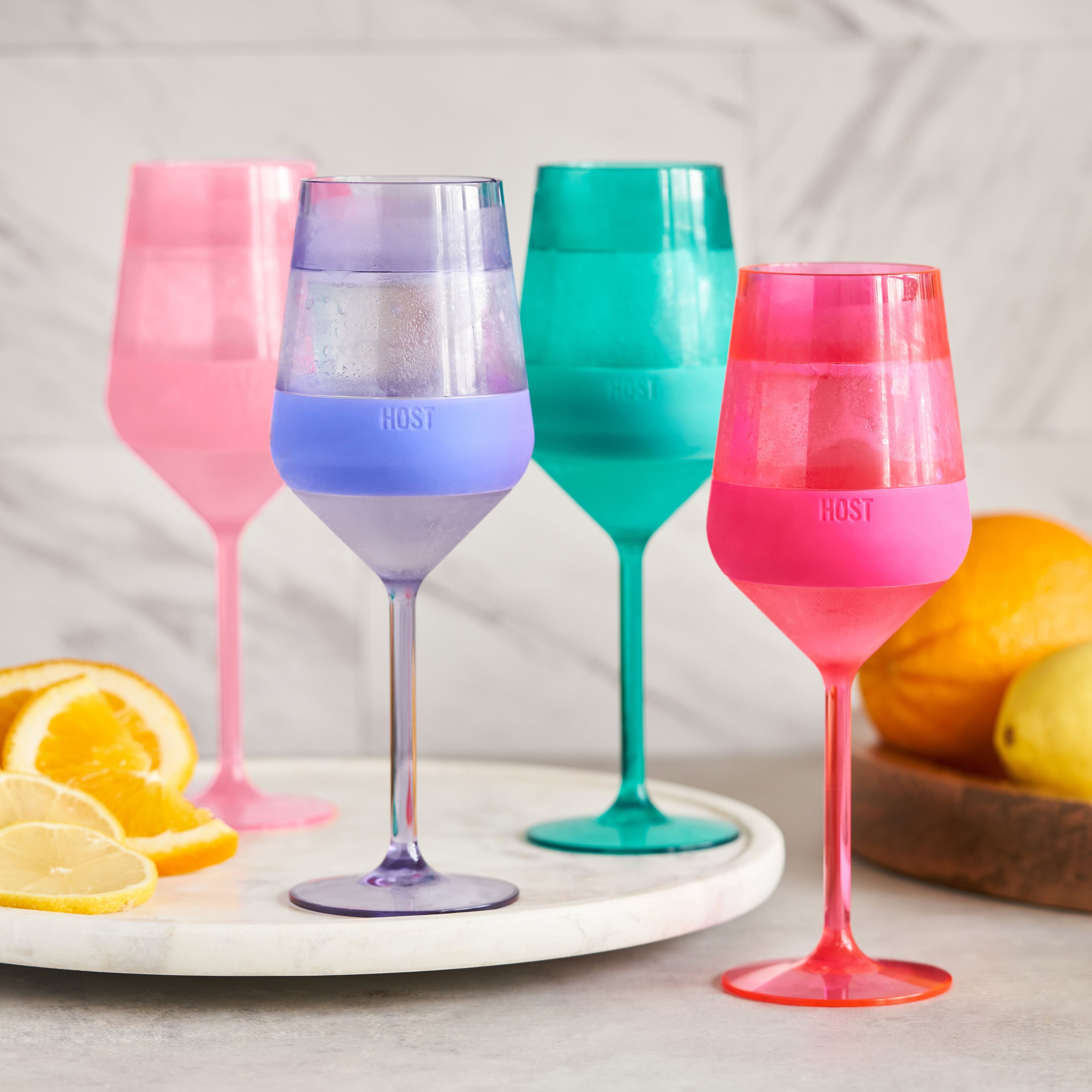 Stemmed Wine FREEZE in Tinted Multicolor, Set of 4