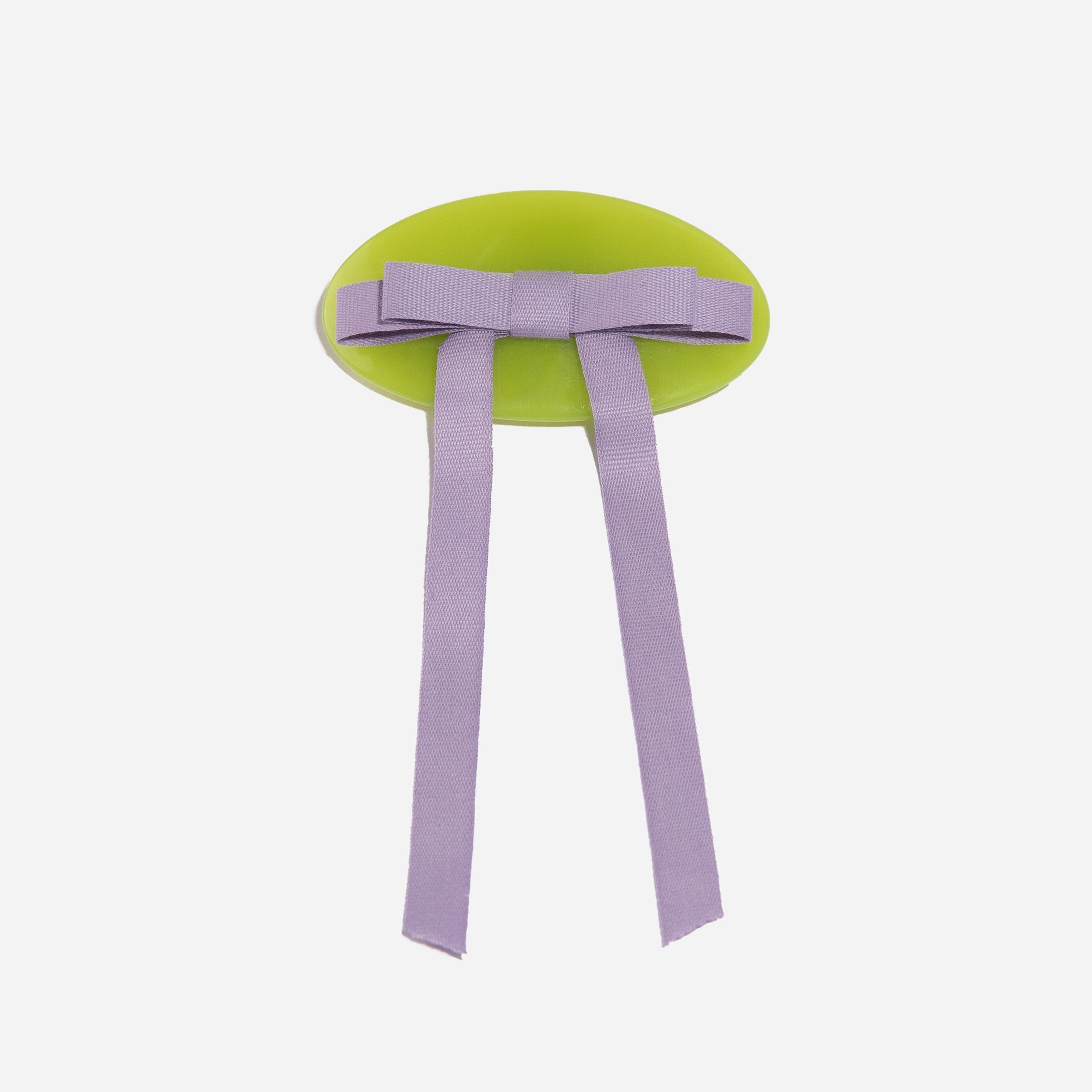 Bow Barrette in Lime + Lavender