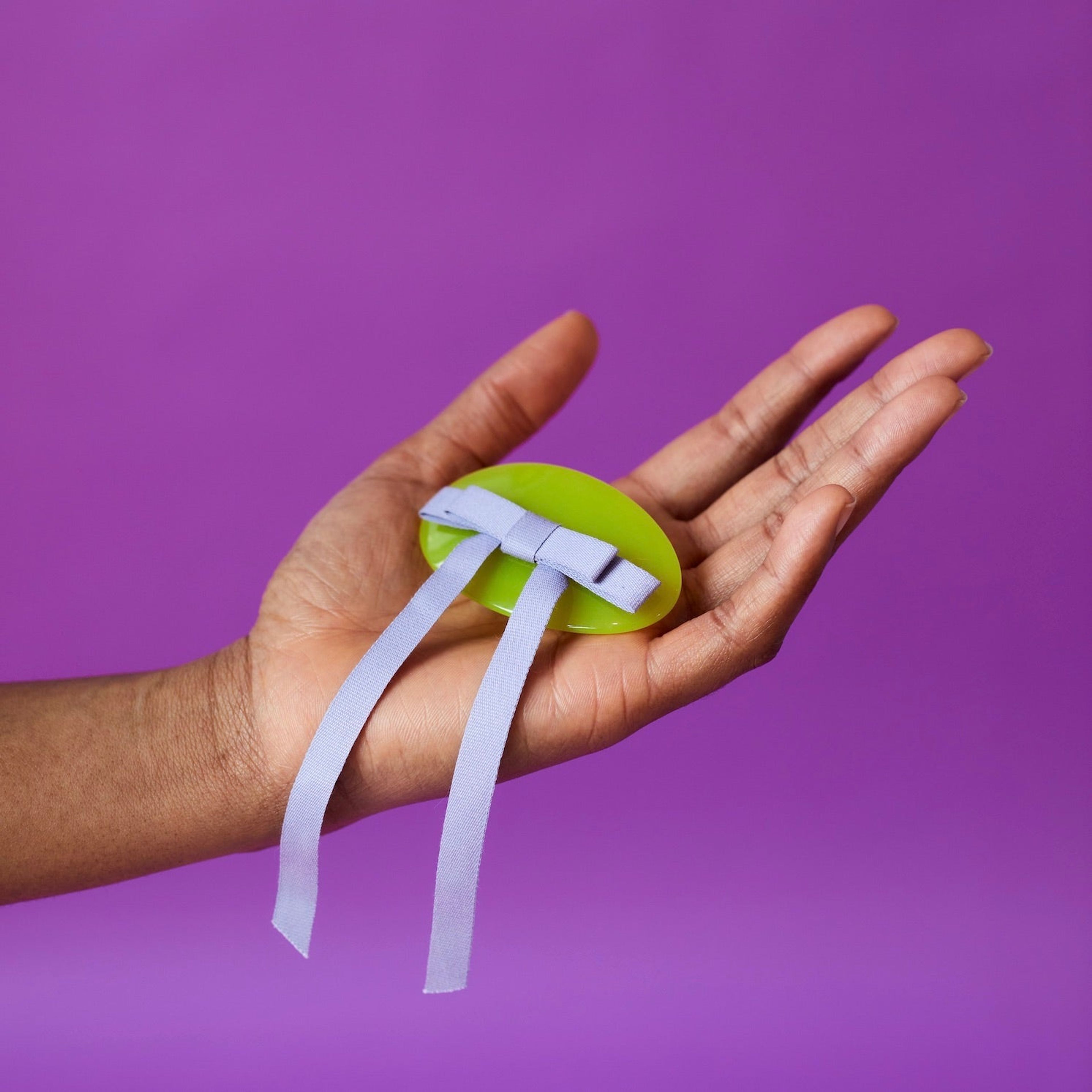Bow Barrette in Lime + Lavender