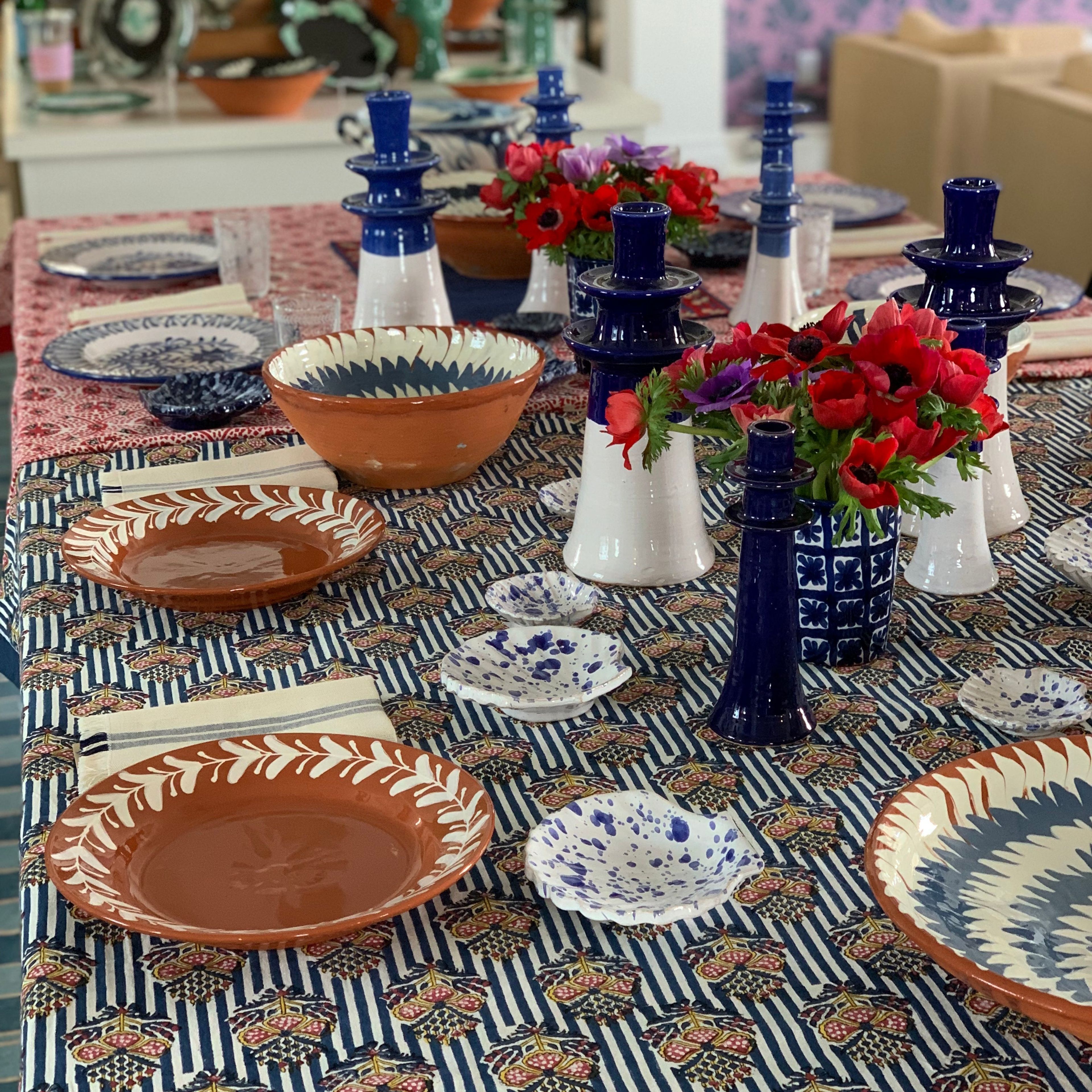 Blue Indian Flower Tablecloth