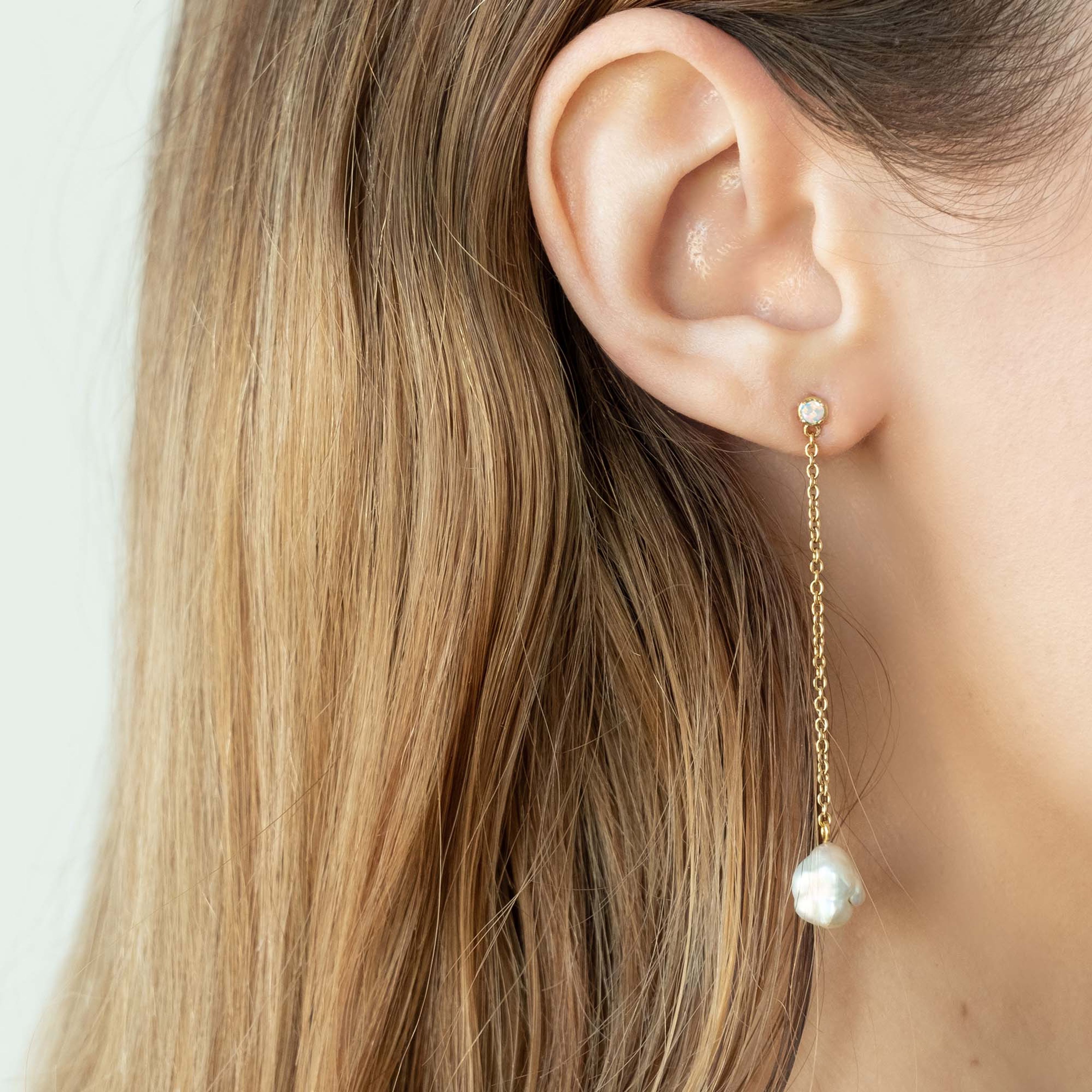 Floating Pearl and Opal Drop Earrings