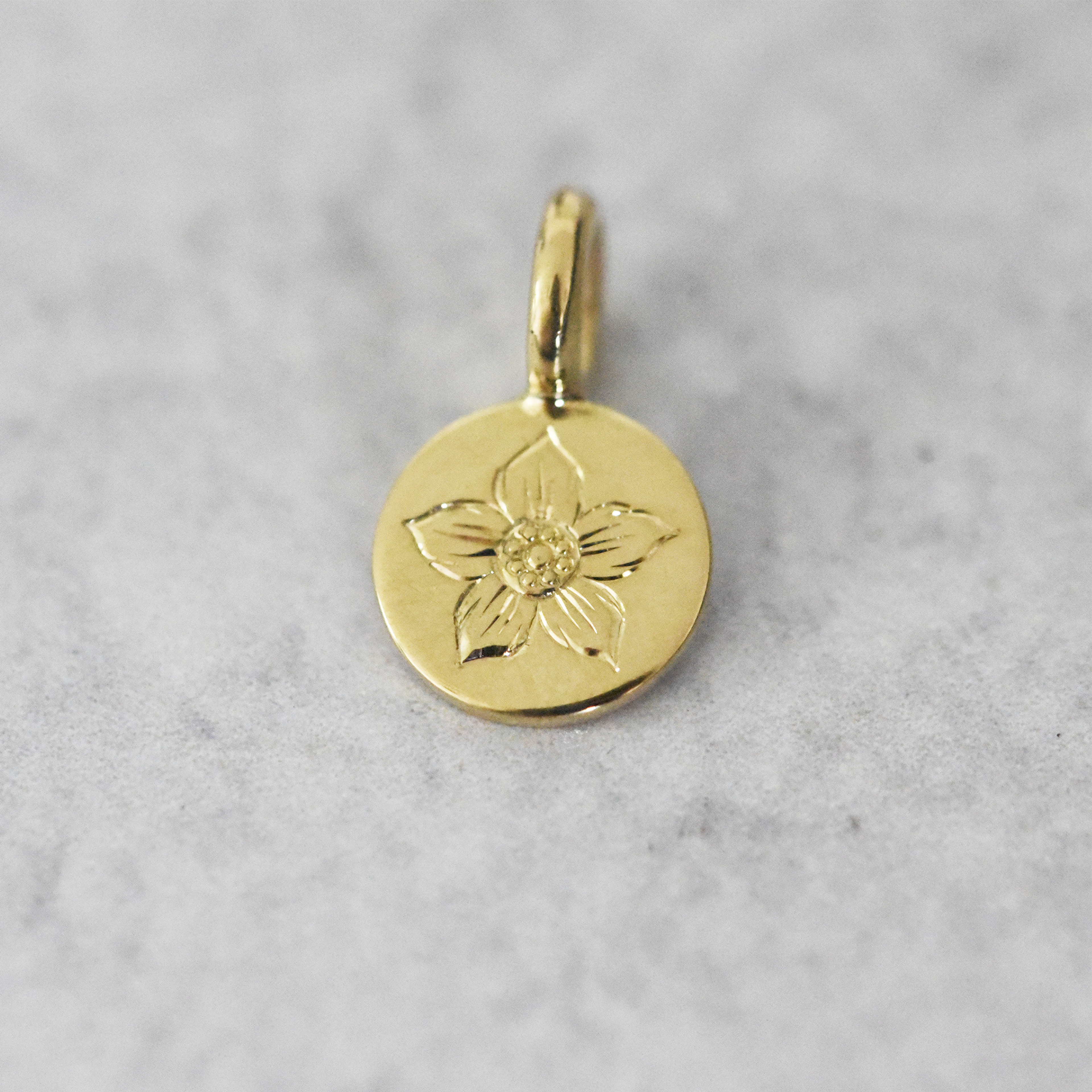 Bloom Engraved Gold Charm