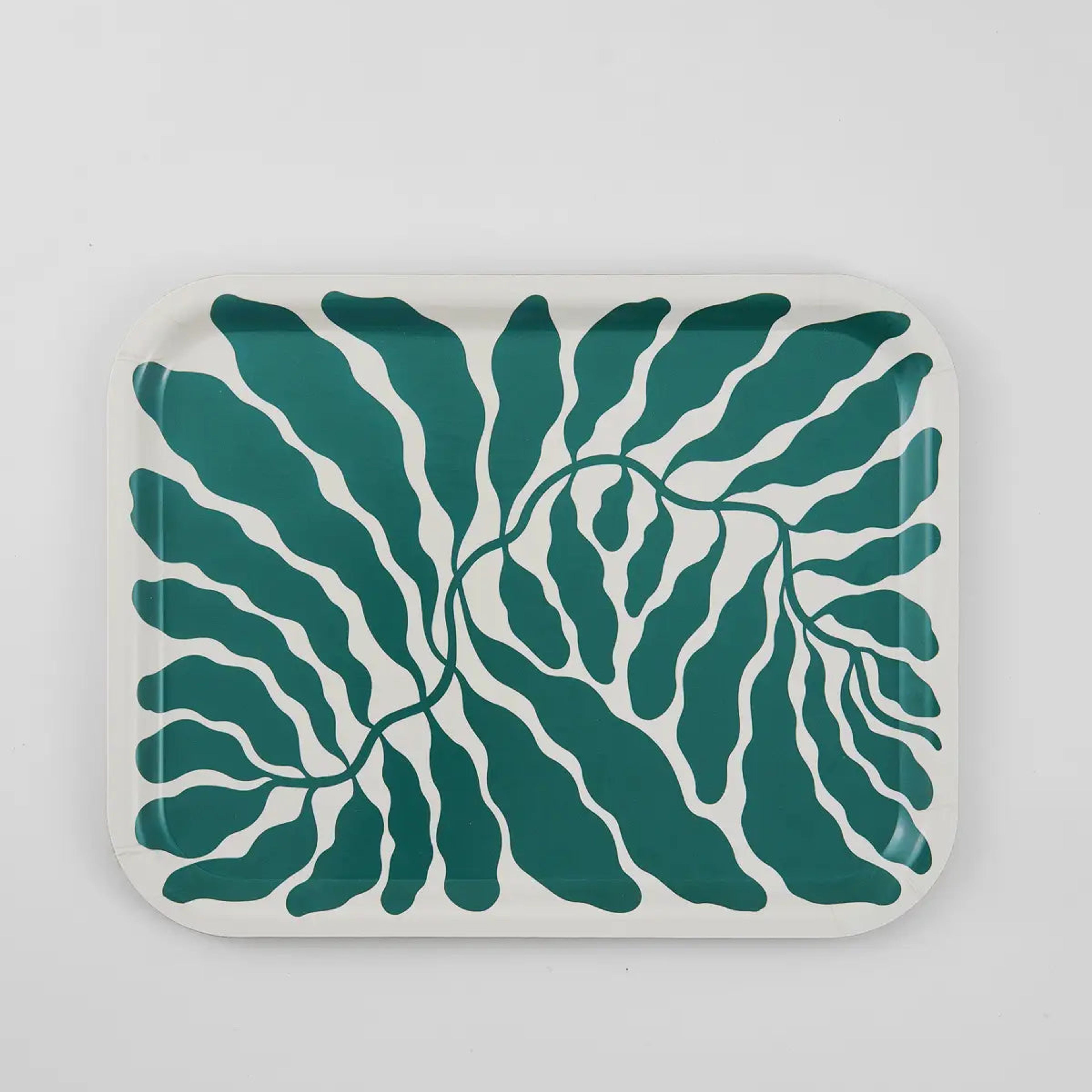 Green Leaves Rectangle Tray