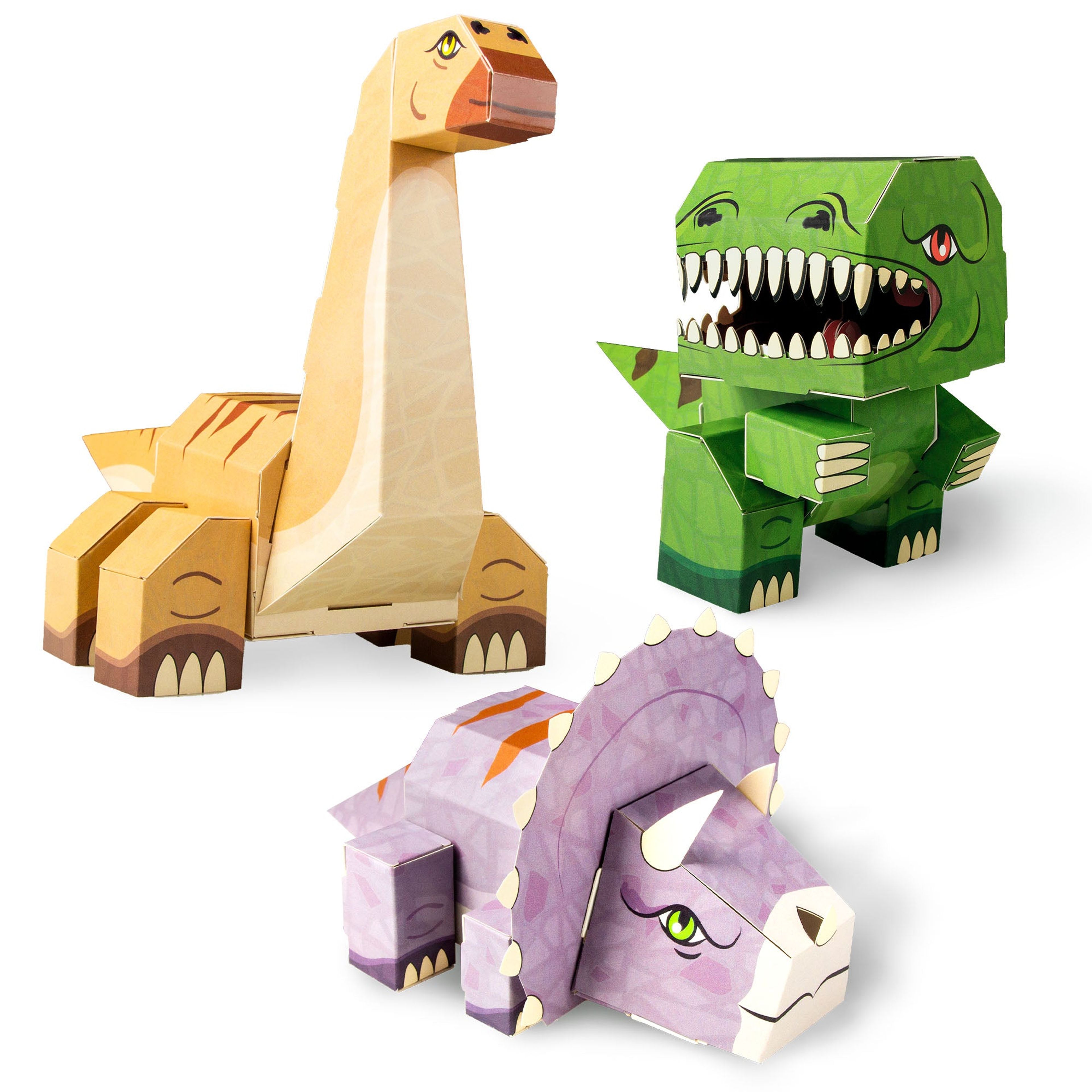CUBLES Dinosaur Set (T-Rex, Triceratops, Brontosaurus)