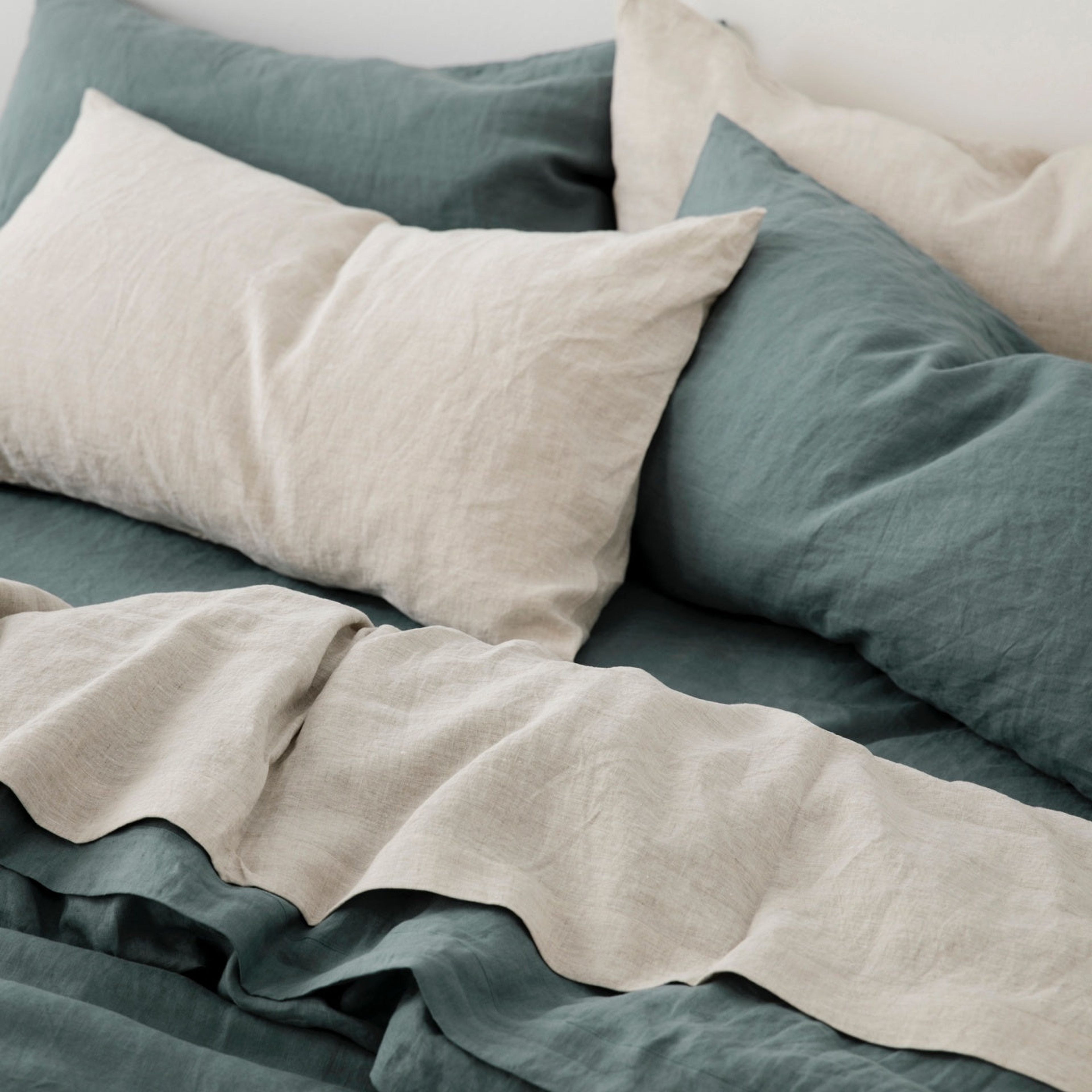 Linen Sheet Set With Pillowcases - Bluestone
