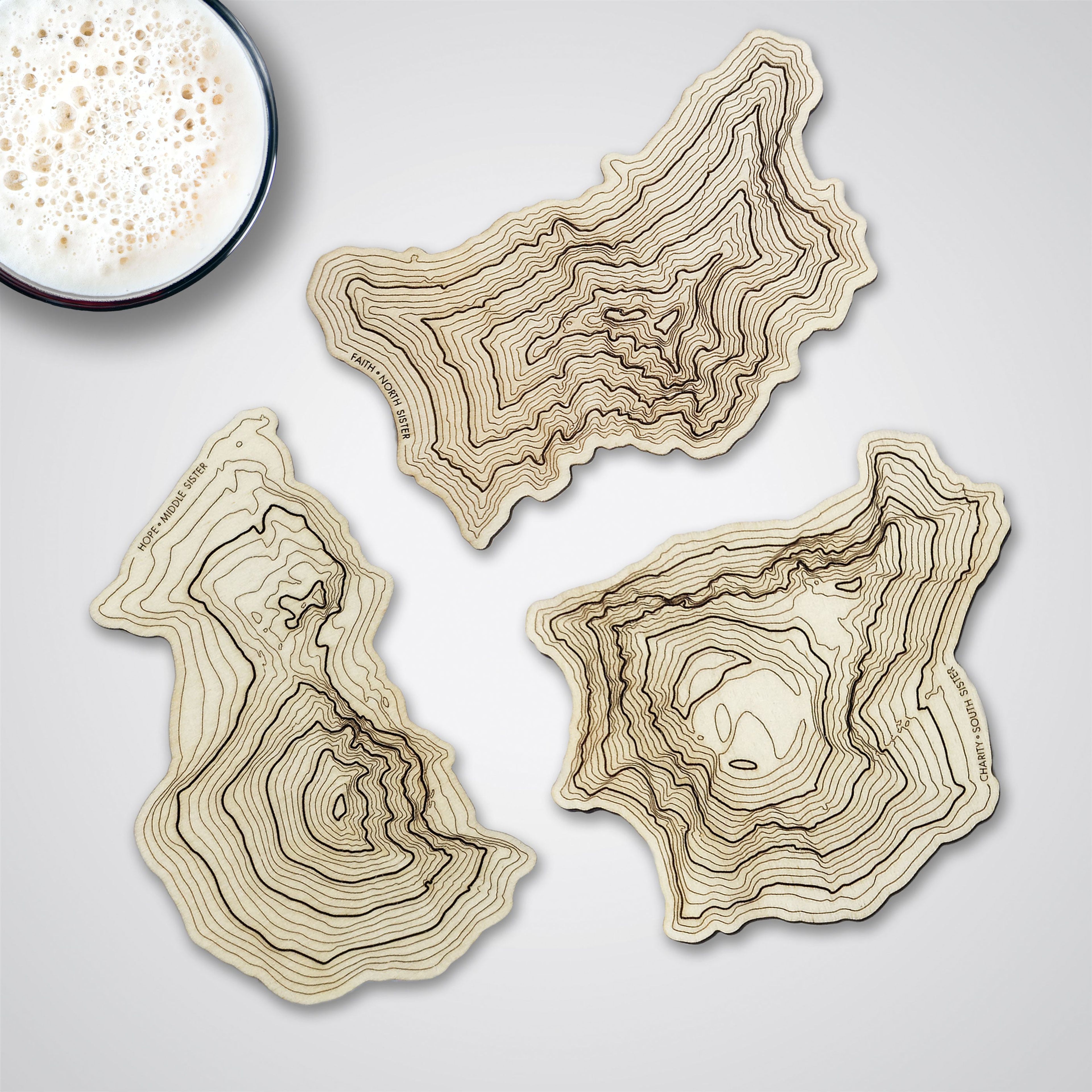 Three Sisters Topography Coasters - Set of 3