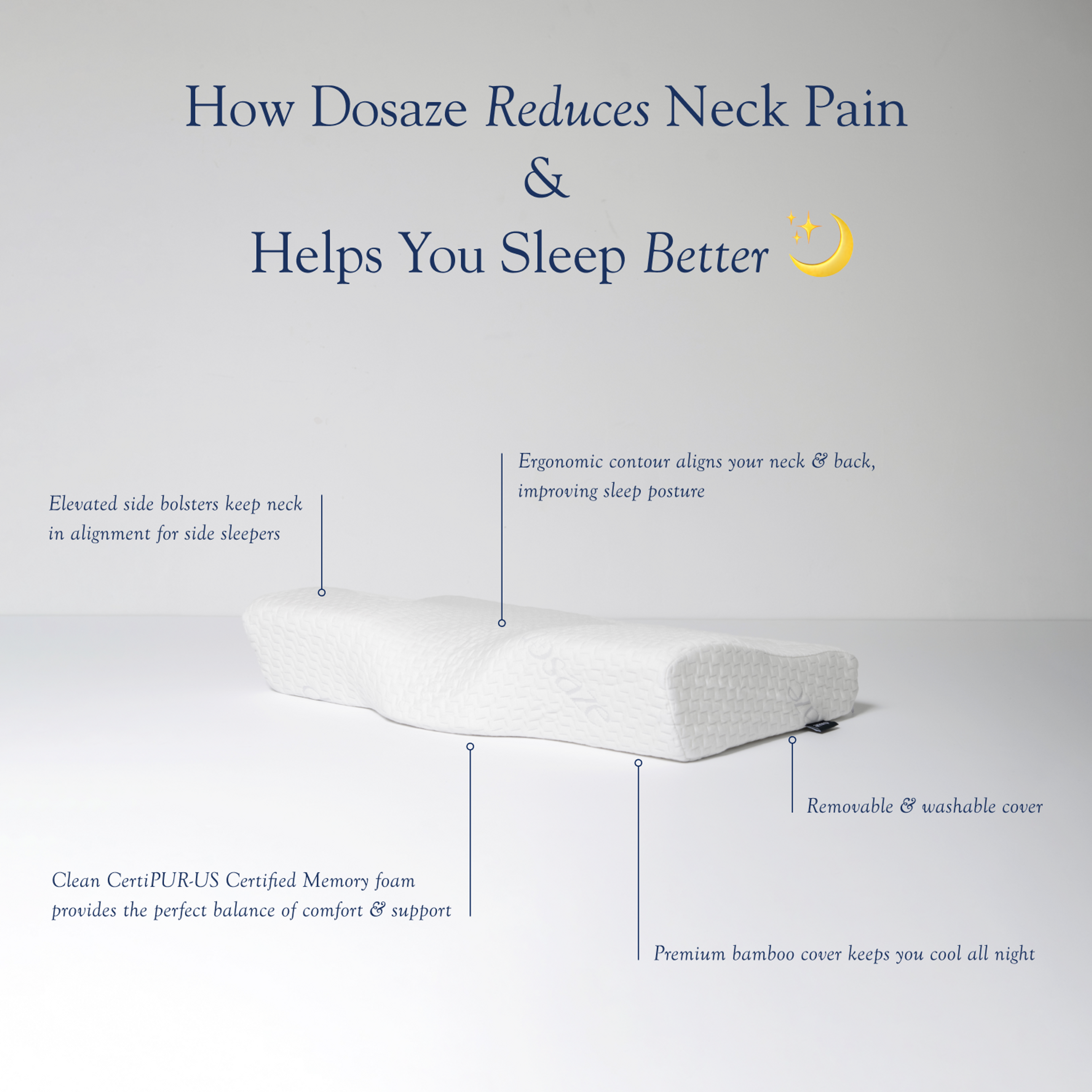 Dosaze Contoured Orthopedic Side Sleeper Pillow