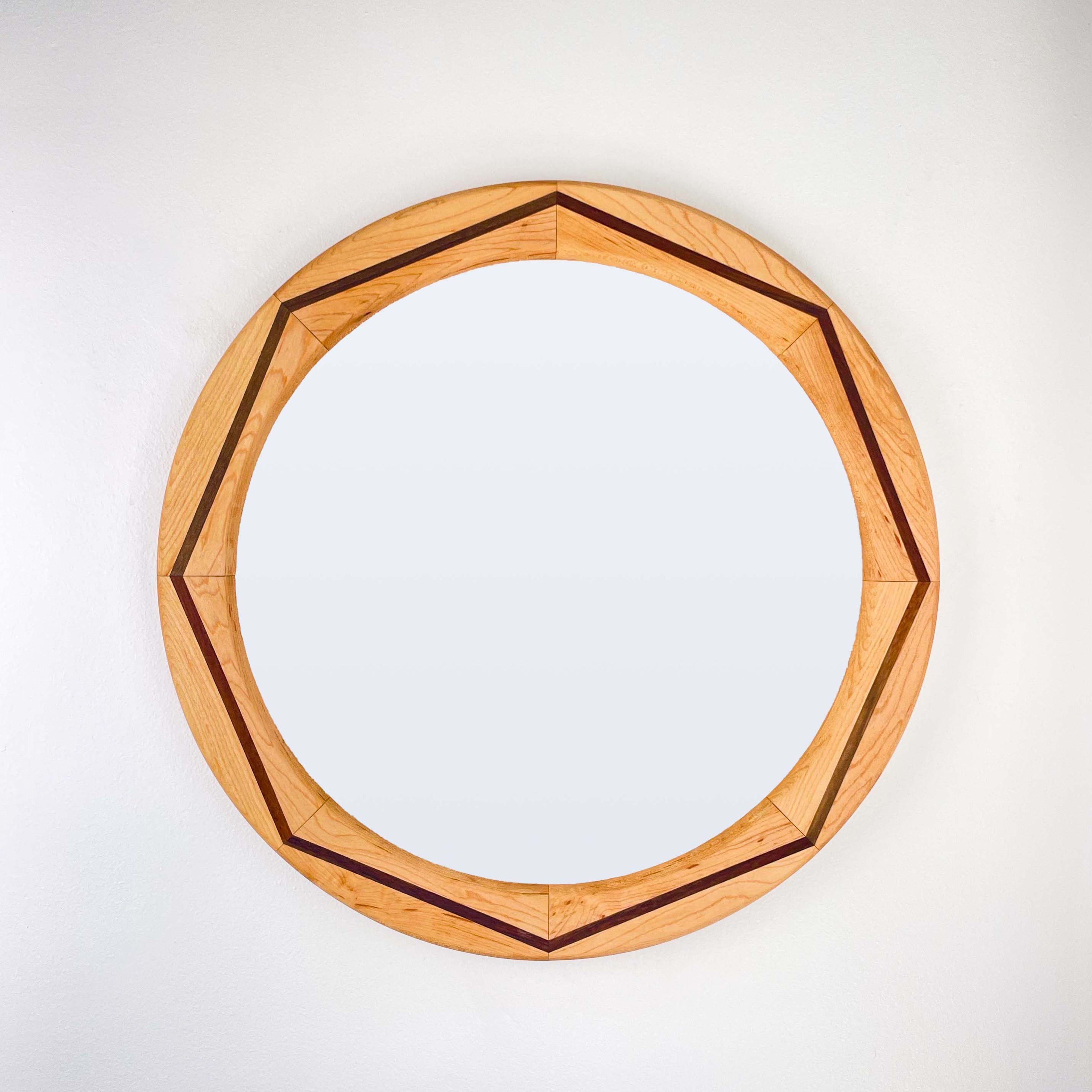 Walnut and Maple Geometric Mirror