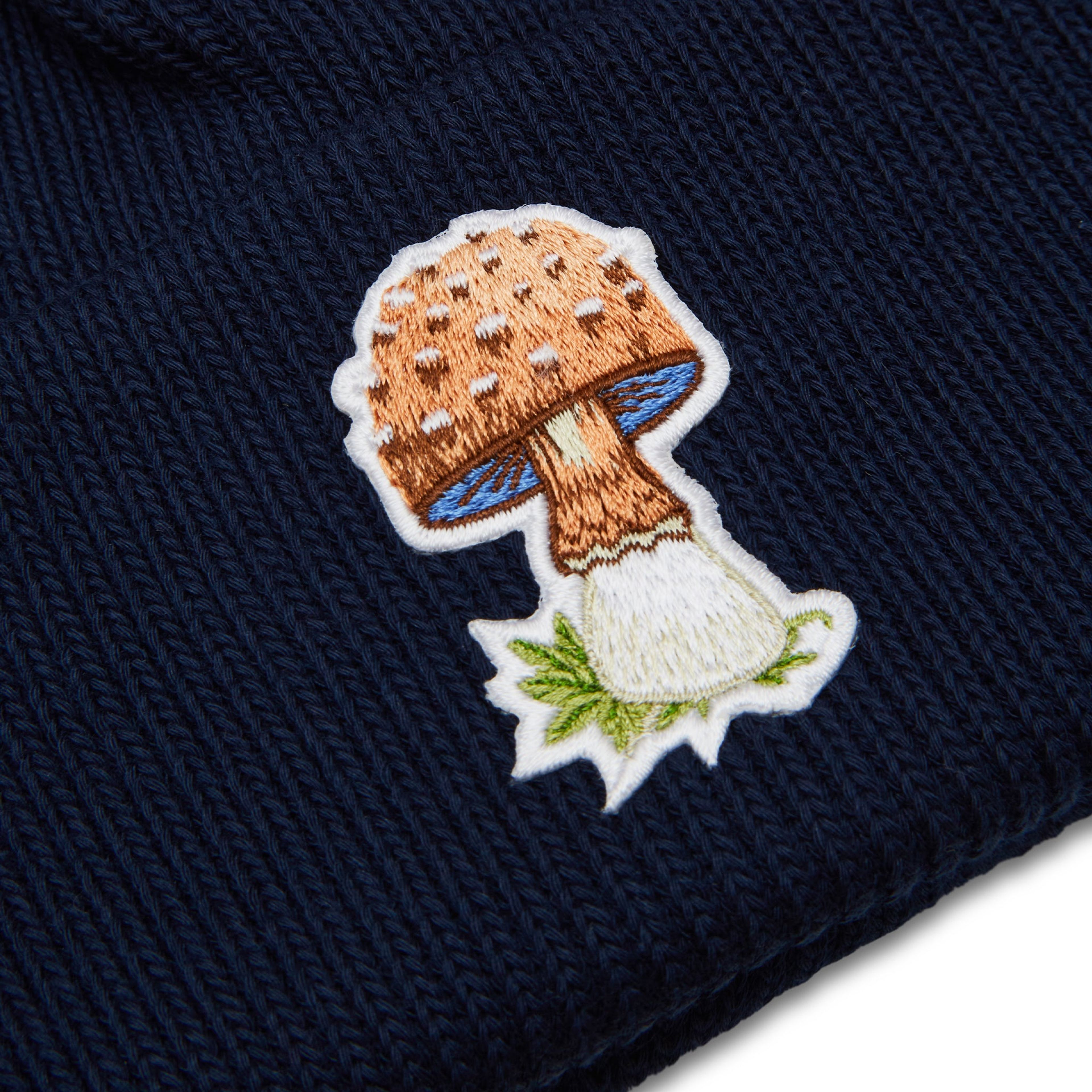 Organic Cotton Mushroom Rib Knit Beanie - Navy