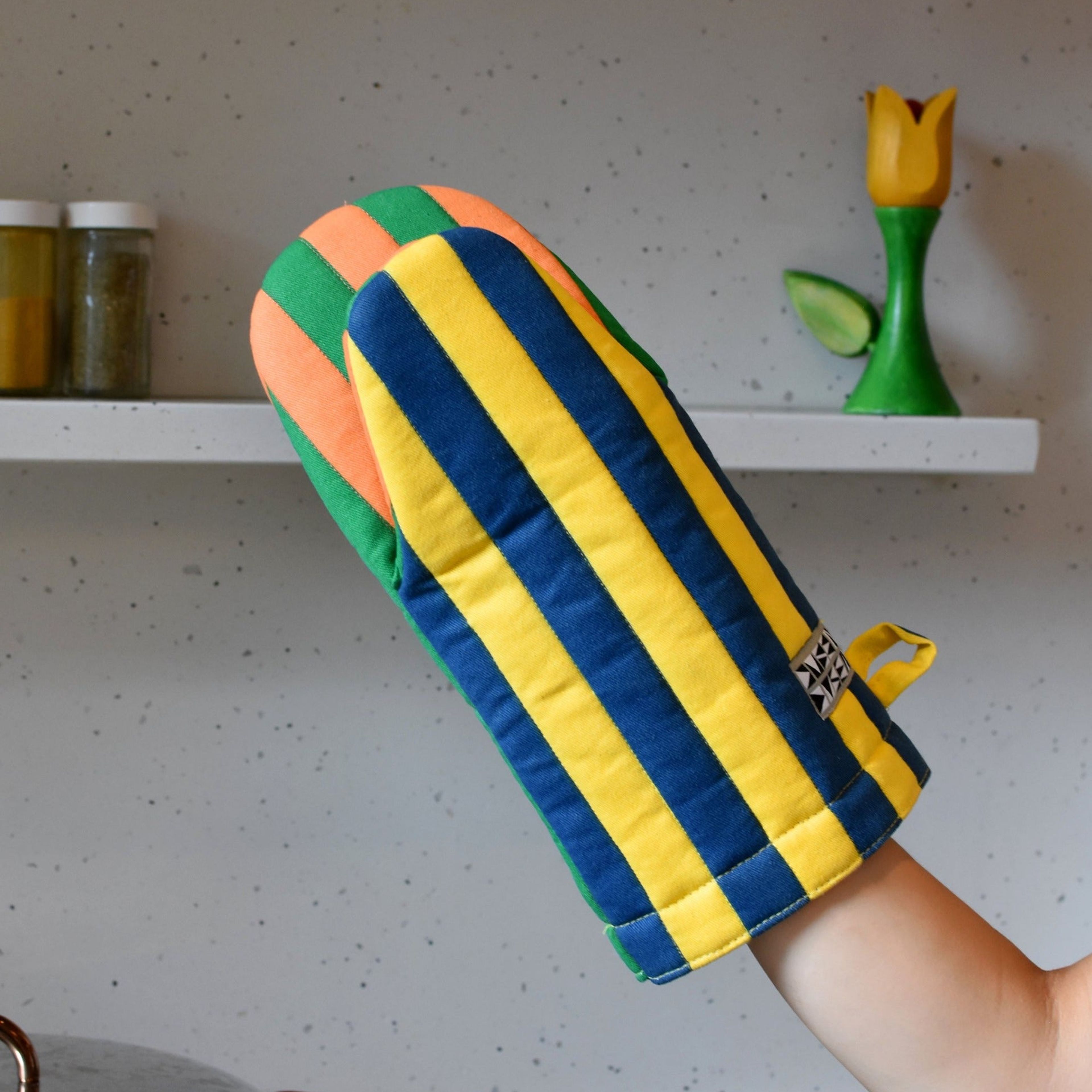 Striped Oven Mitts