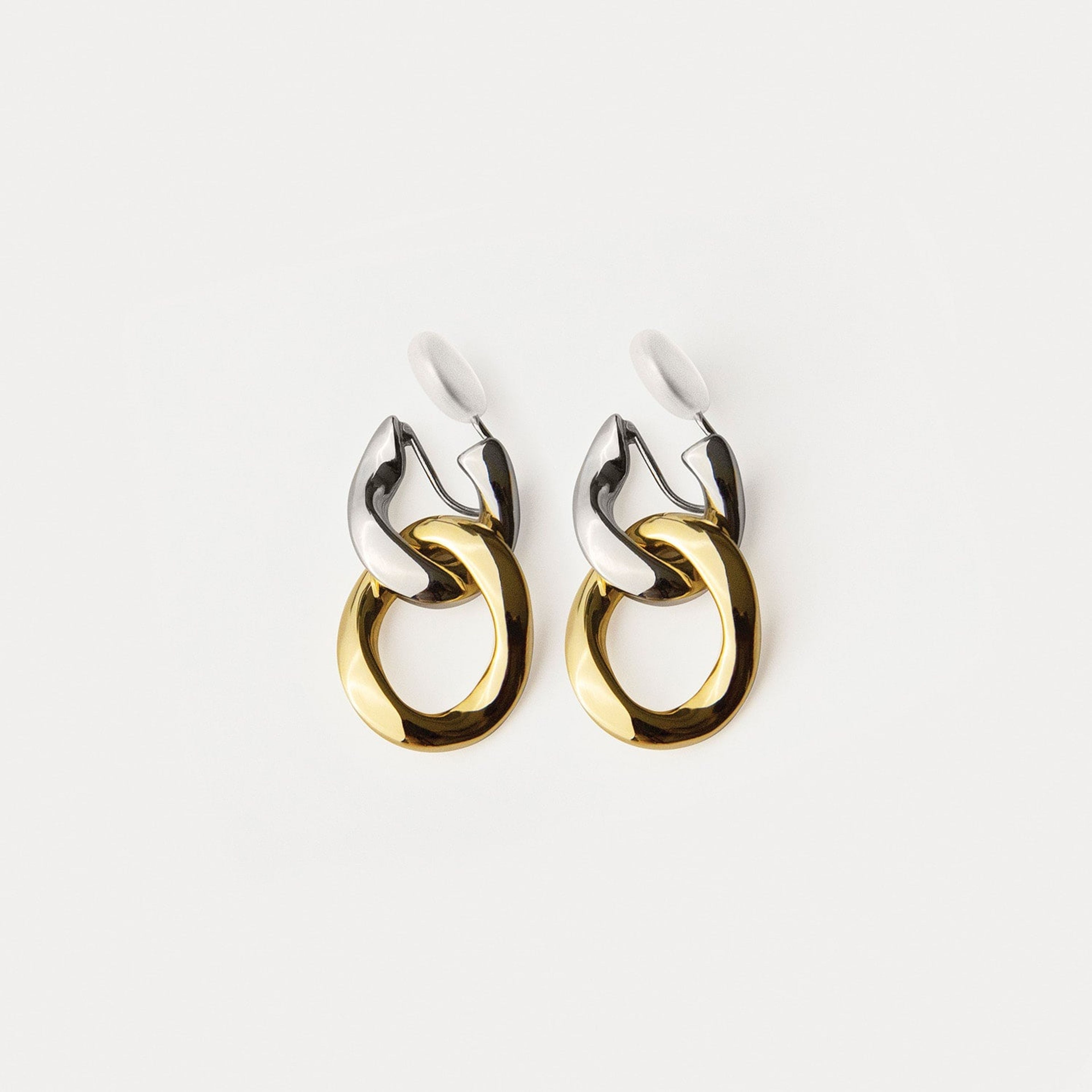 Soluna Two Tone Chain Link Clip-on Earrings
