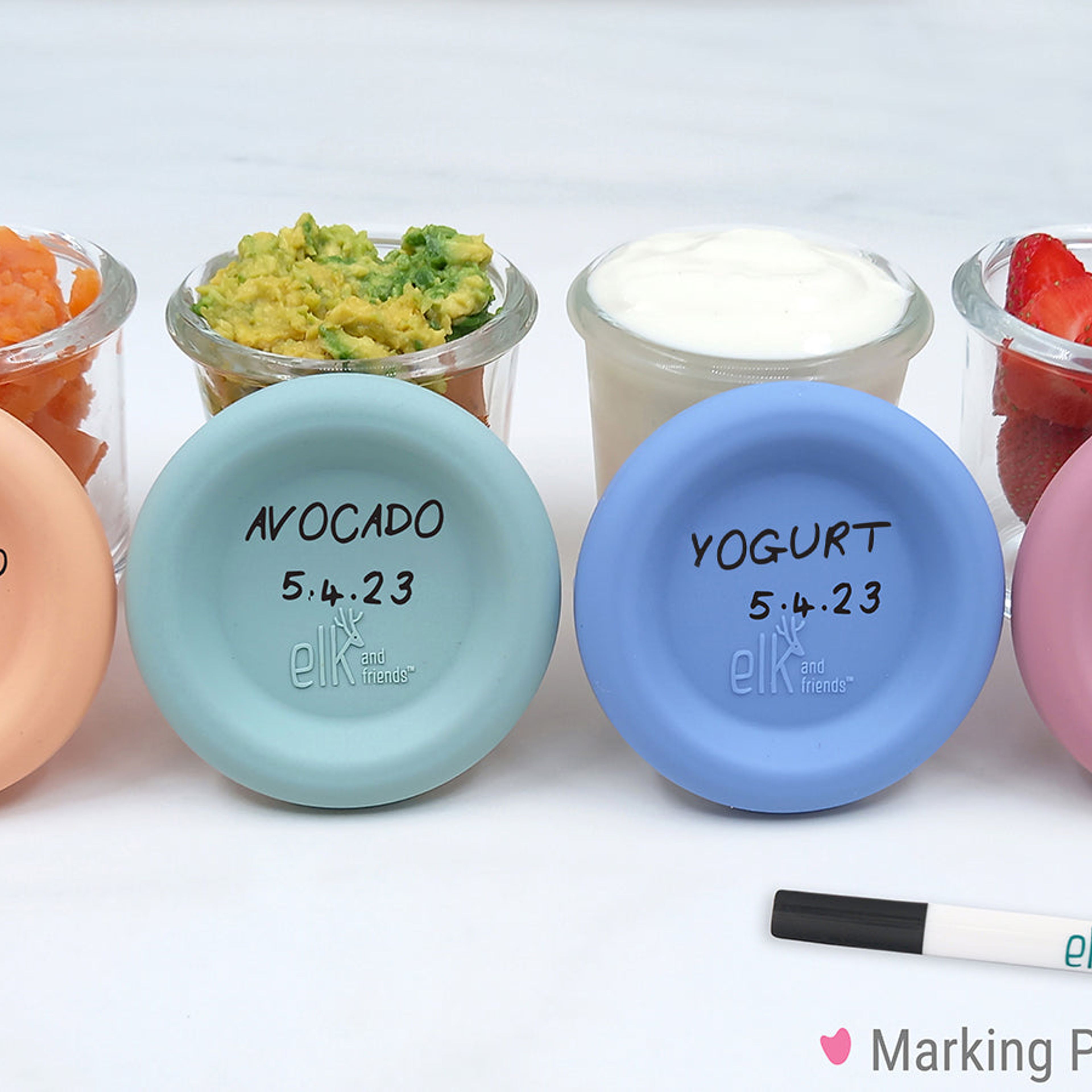 4oz Glass Baby Food Storage Jars | Food Grade Silicone Lids | Set of 6 | Neutral Colors
