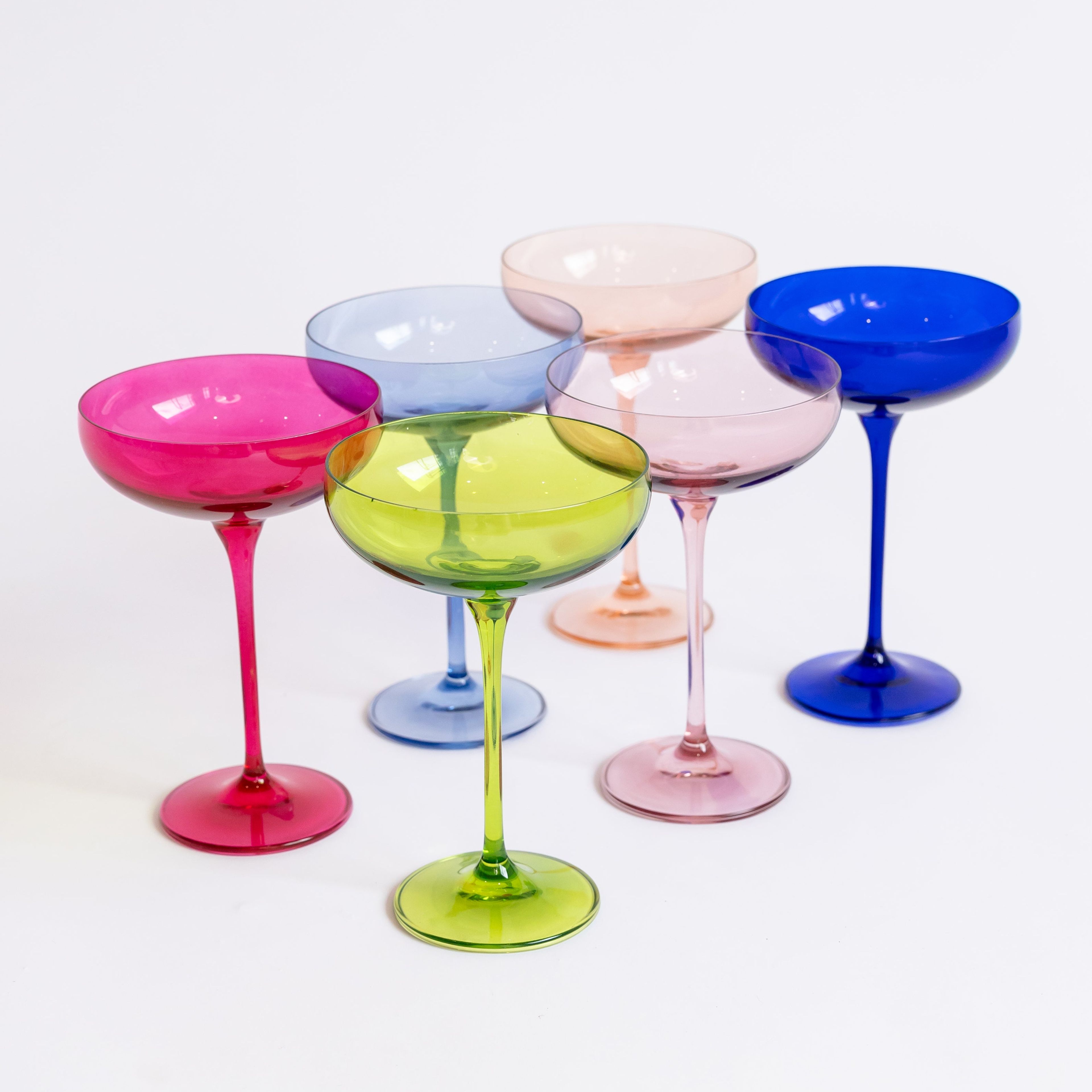 Estelle Colored Champagne Coupe Stemware - Set of 6 {Mixed Set}