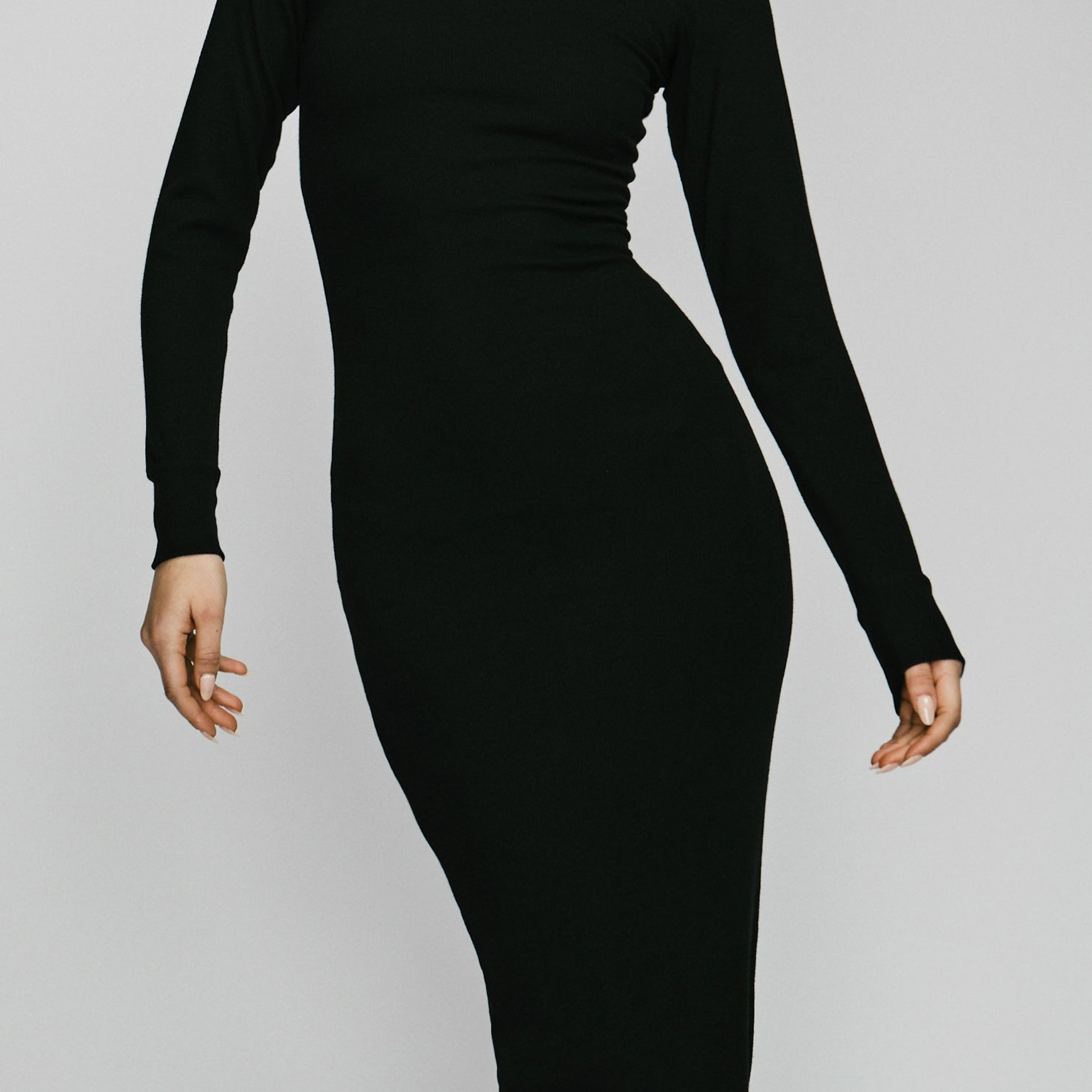 Éterne Long Sleeve Turtleneck Maxi Dress Black on Marmalade