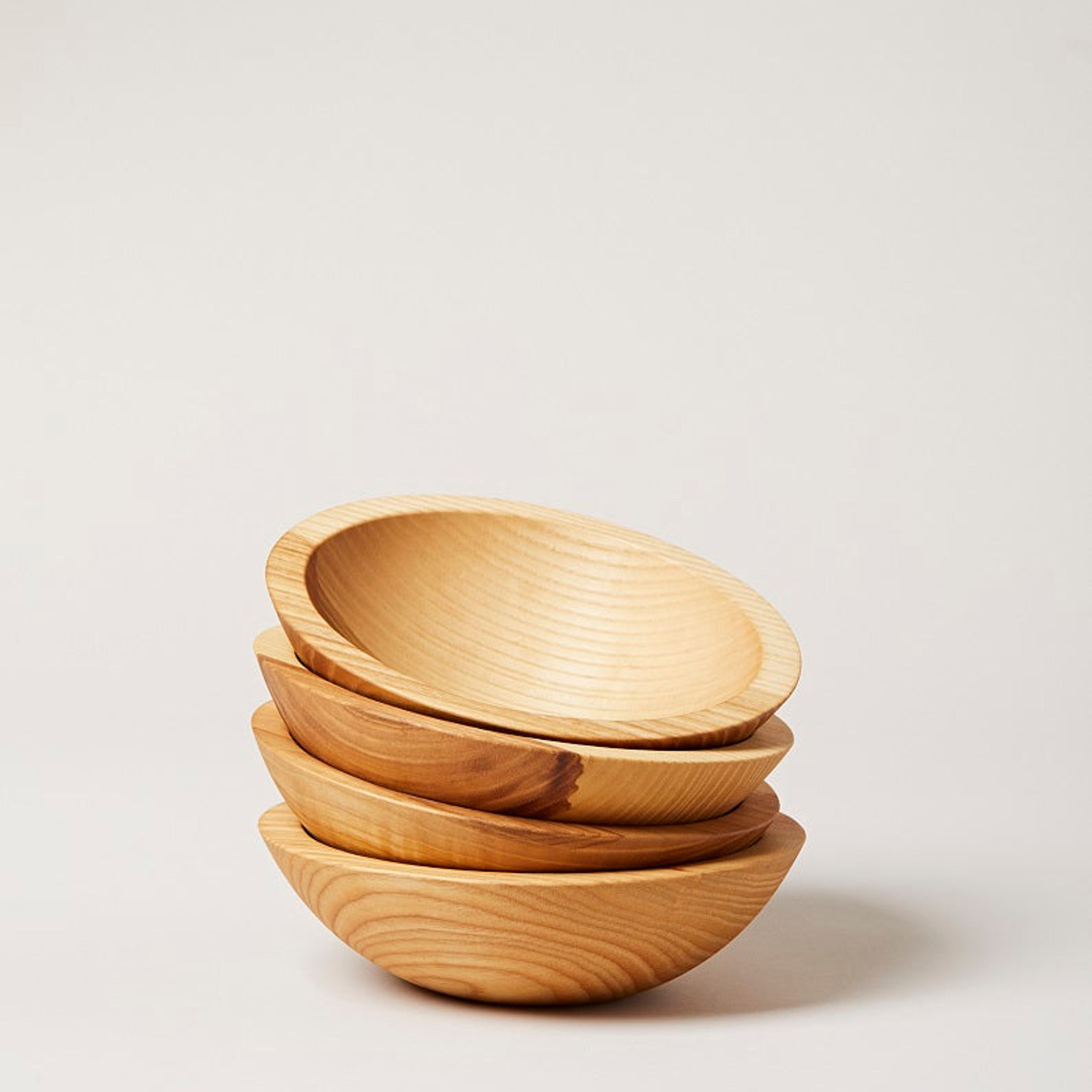 Set of 4 Crafted Wooden Bowls