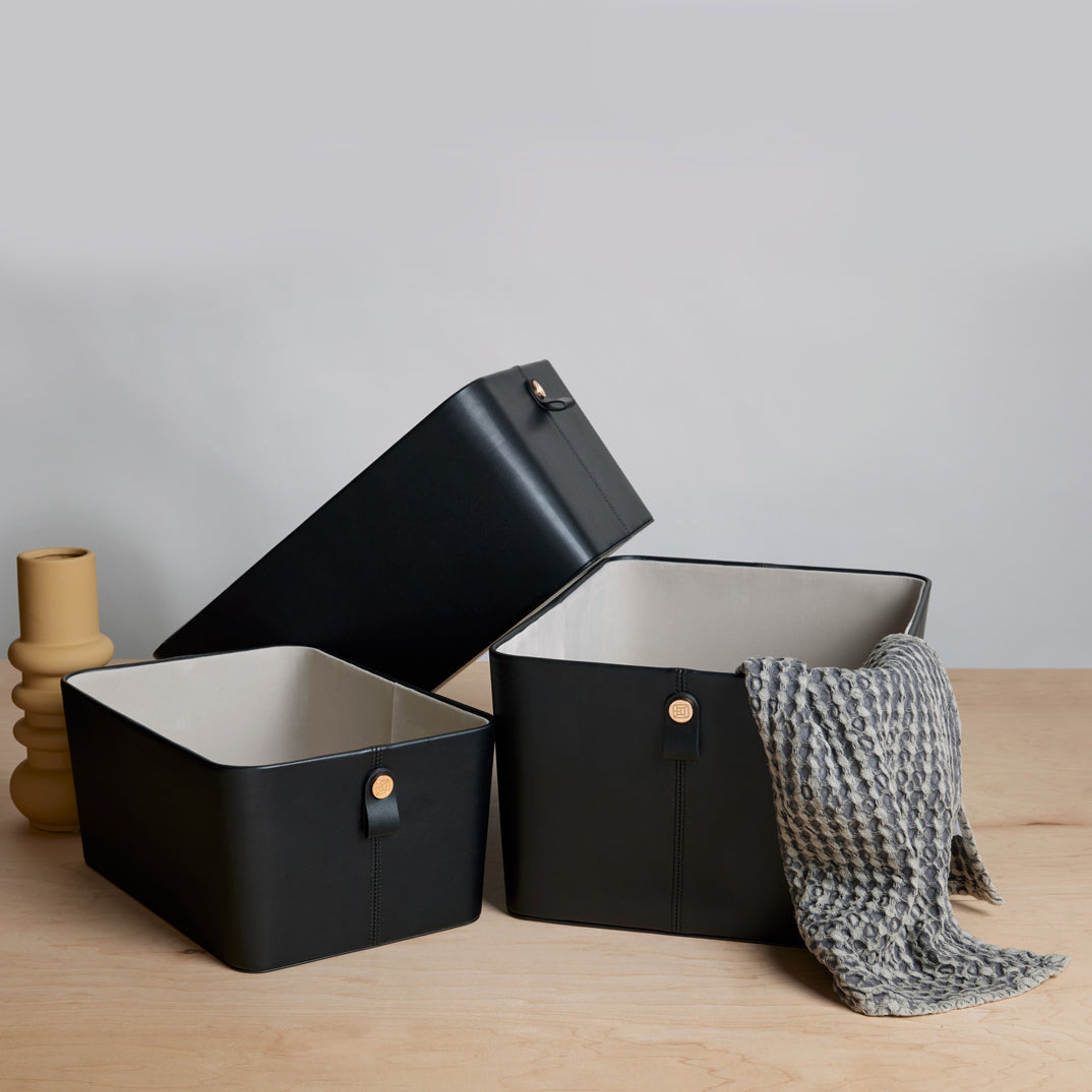 Multisize 3 Pack - Nesting Vegan Leather Baskets