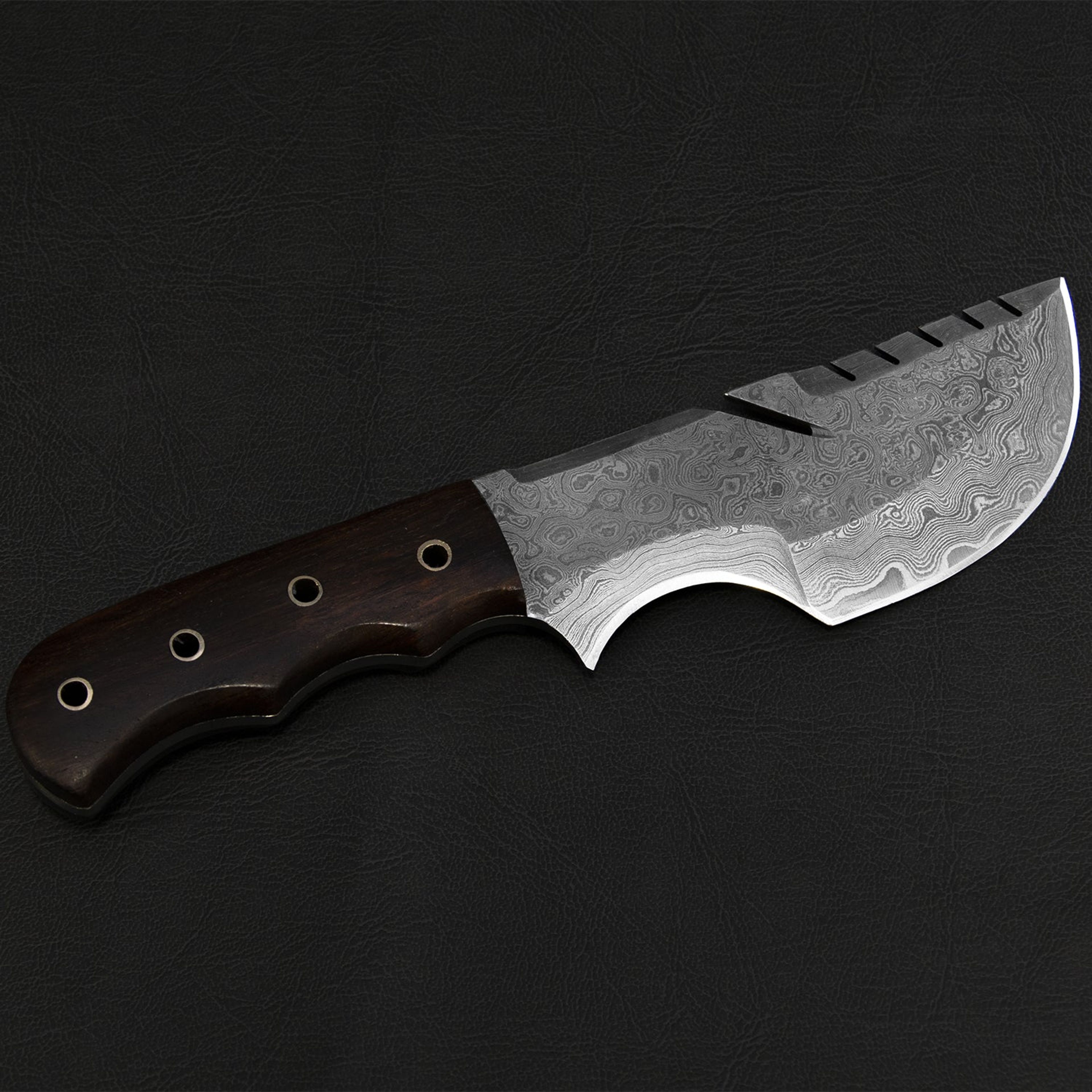 Carney Damascus Steel Curved Warrior Tanto Knife