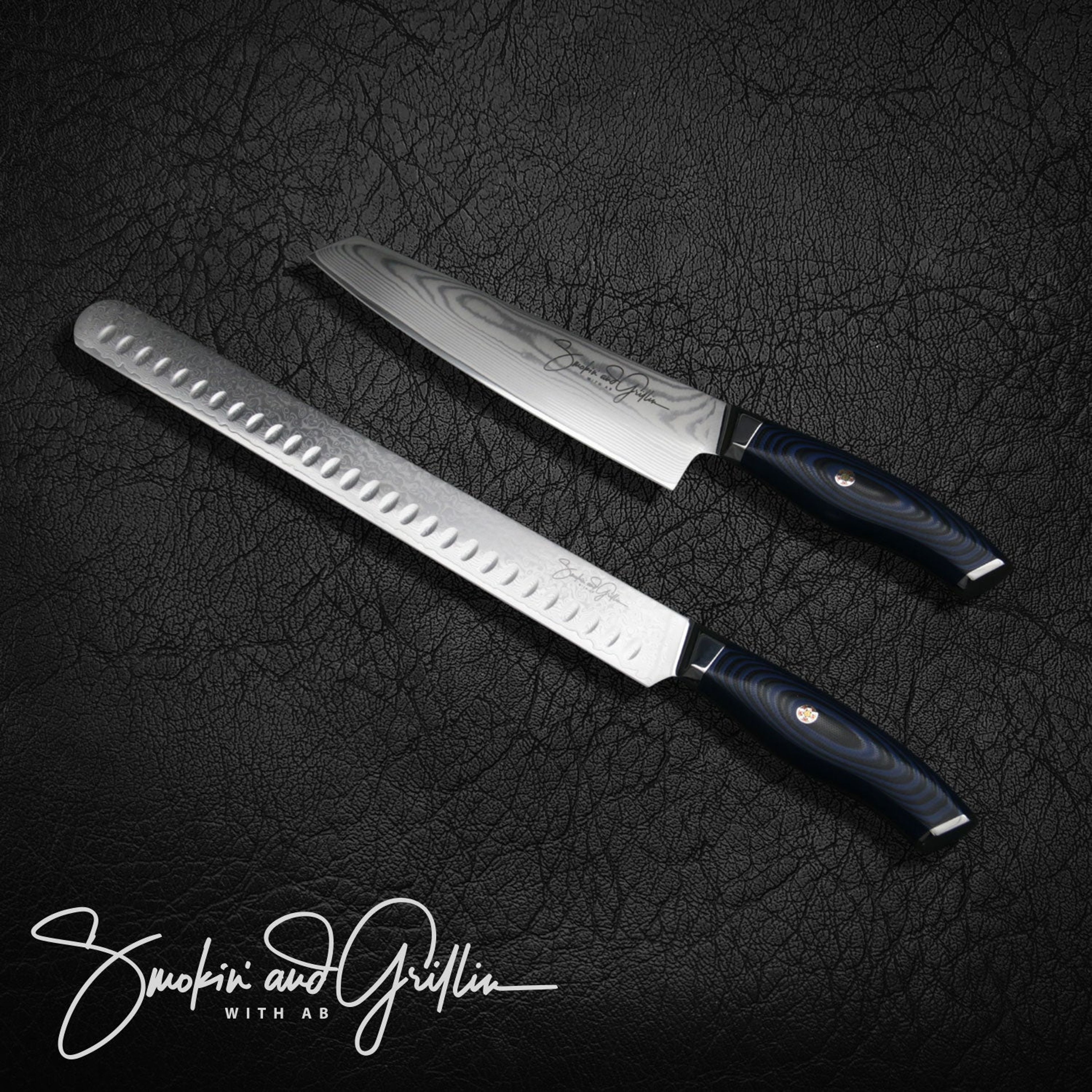 Smokin' and Grillin' with AB Signature Japanese Damascus Steel Knife set of 2