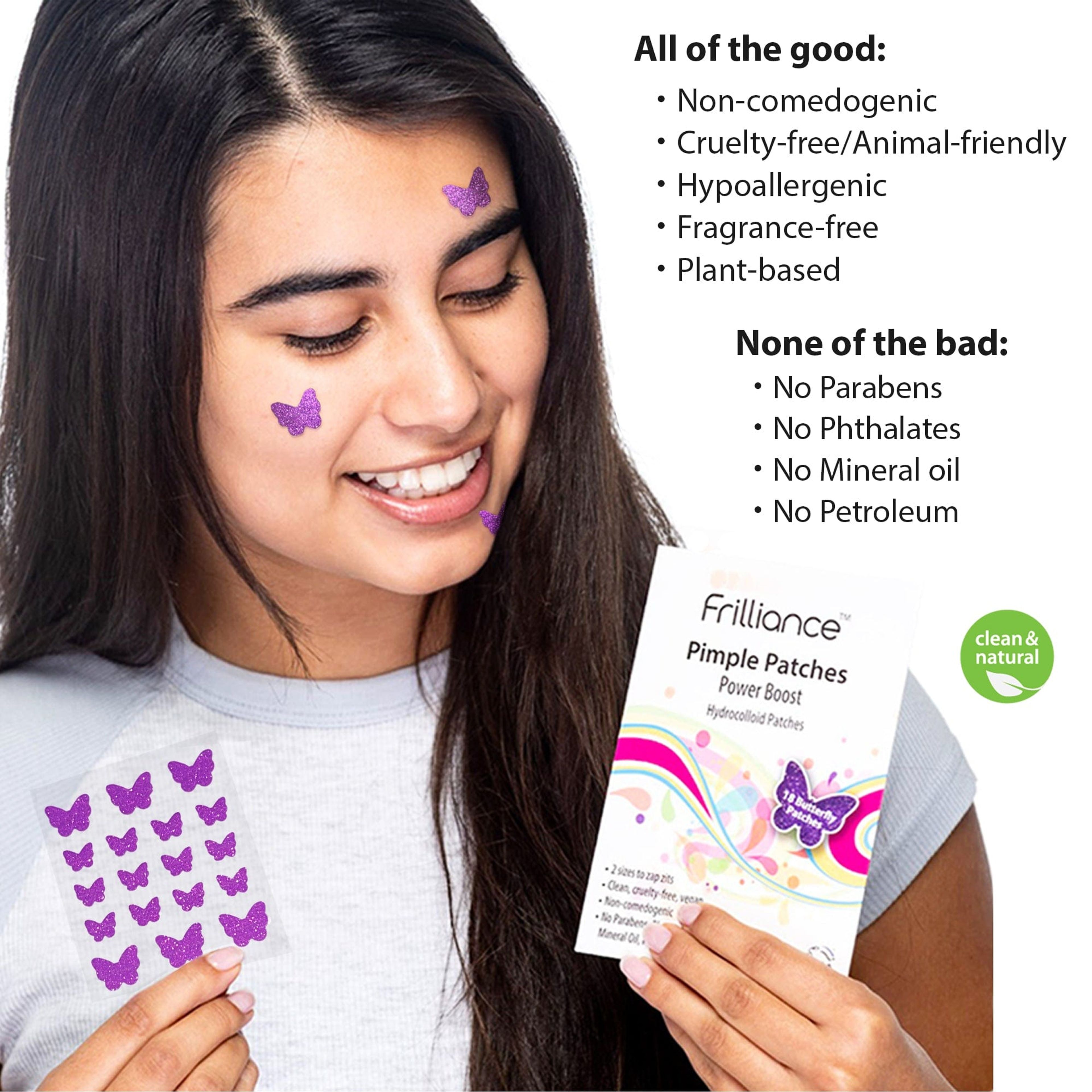 Power Boost Pimple Patches | 18 Purple Sparkly Butterflies