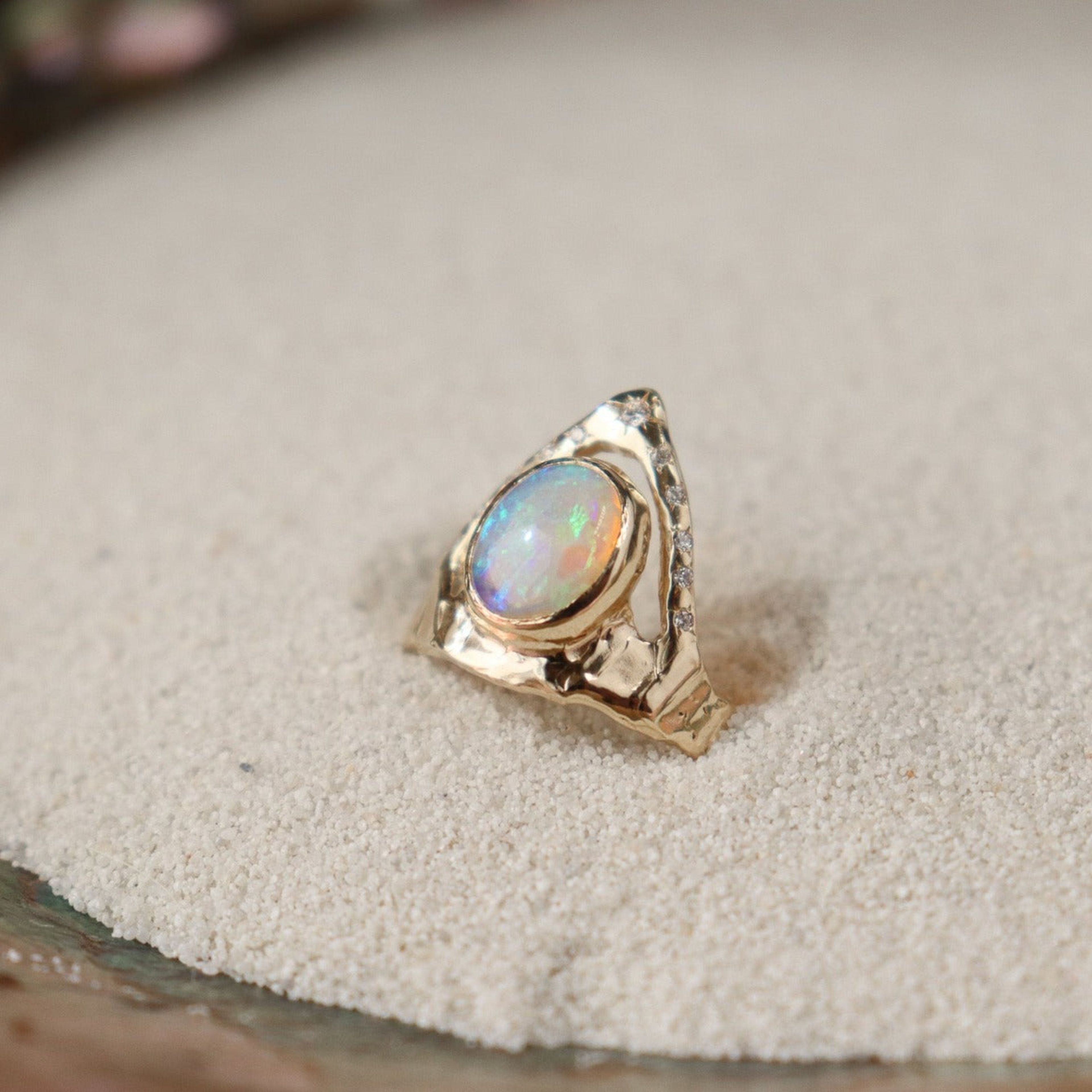 Crown of Starlight Ring | Opal, Diamonds, 14k Gold