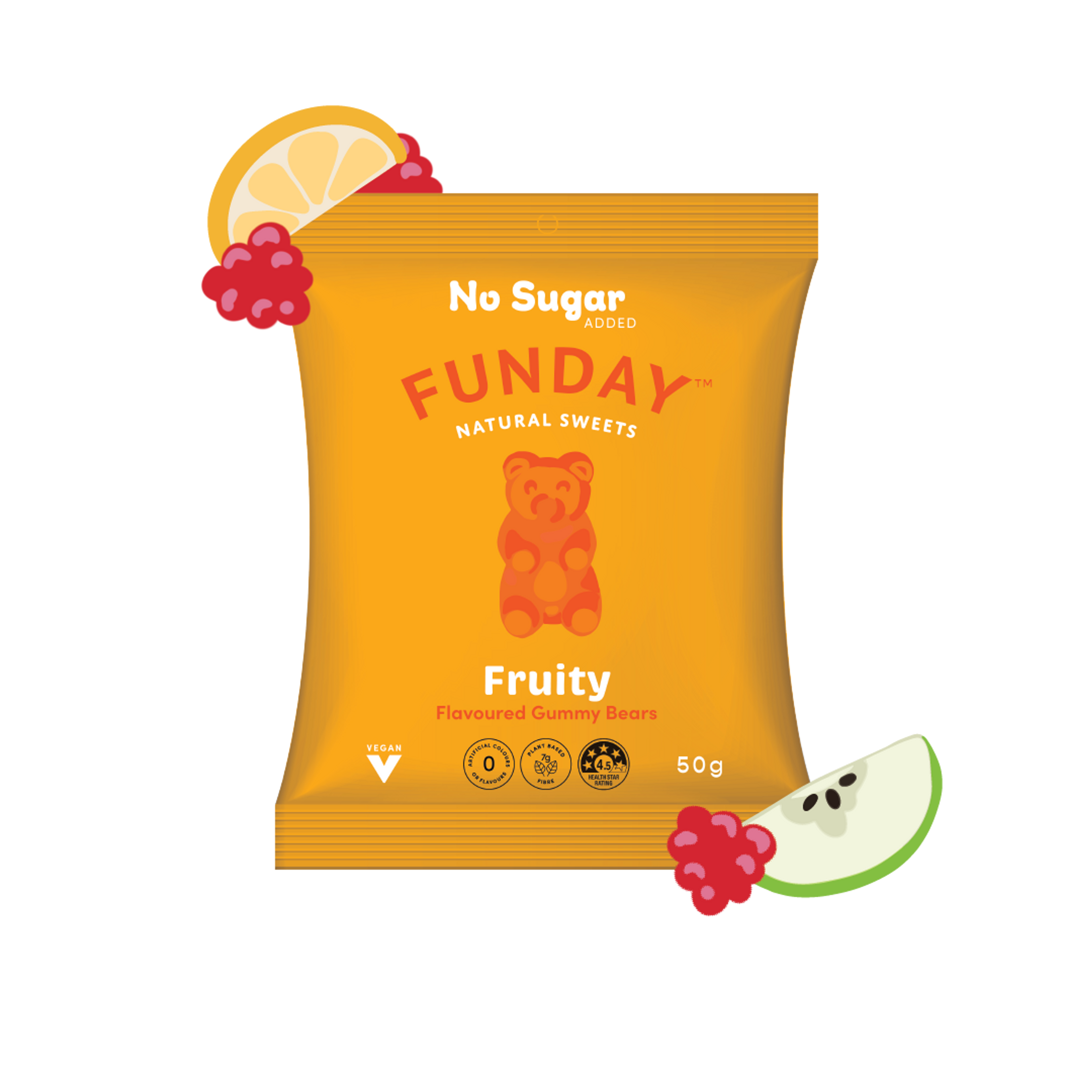 Fruity Vegan Gummy Bears 50g (12 BAGS IN EVERY BOX)
