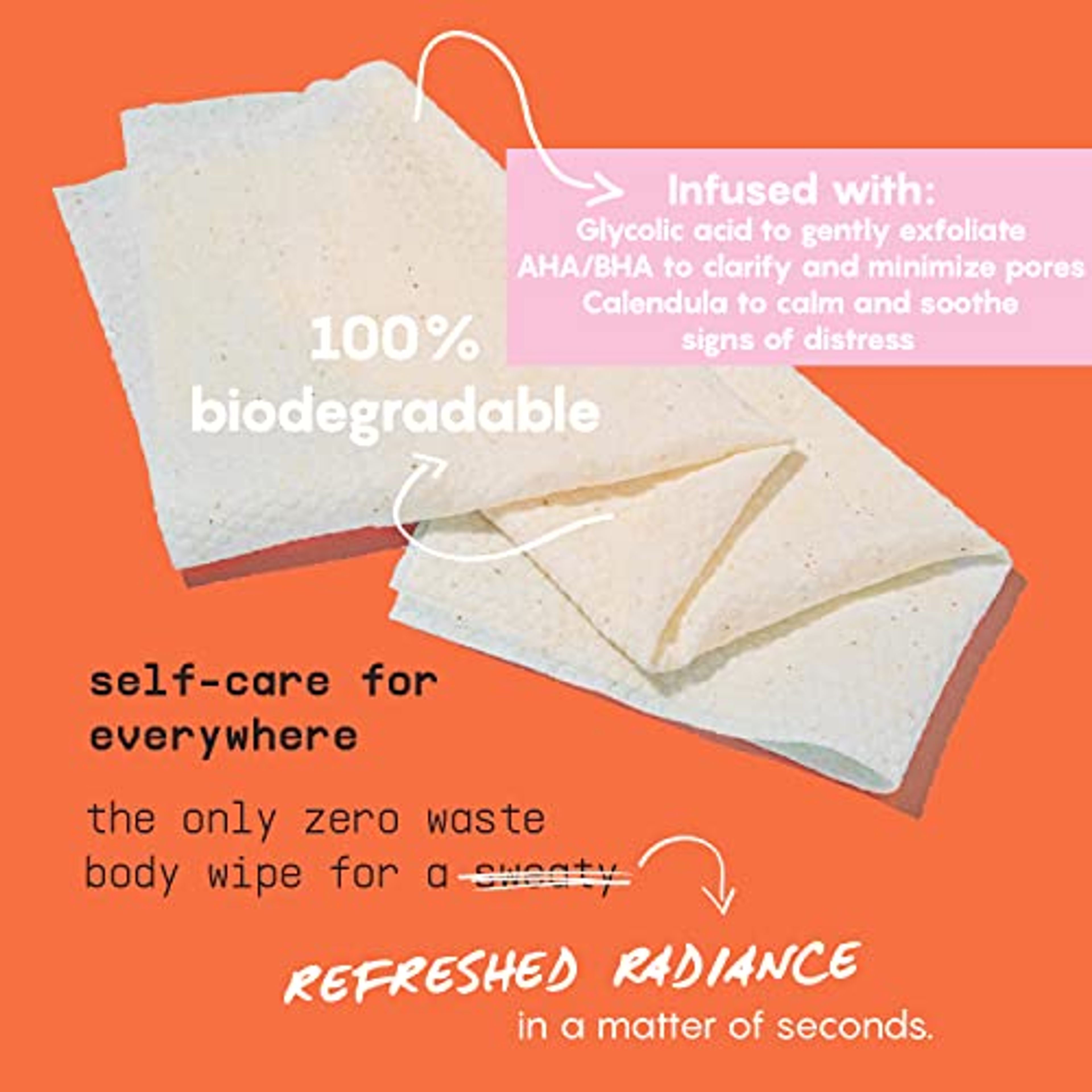 Refresh Line Facial Wipes - Clarifying Cleaning Wipes, Fresh Citrus Moist Towelettes Individually Wrapped - Natural Wipes & Face Wash Cloth for Facial Cleansing w AHA/BHA, Clover & Calendula, 15ct