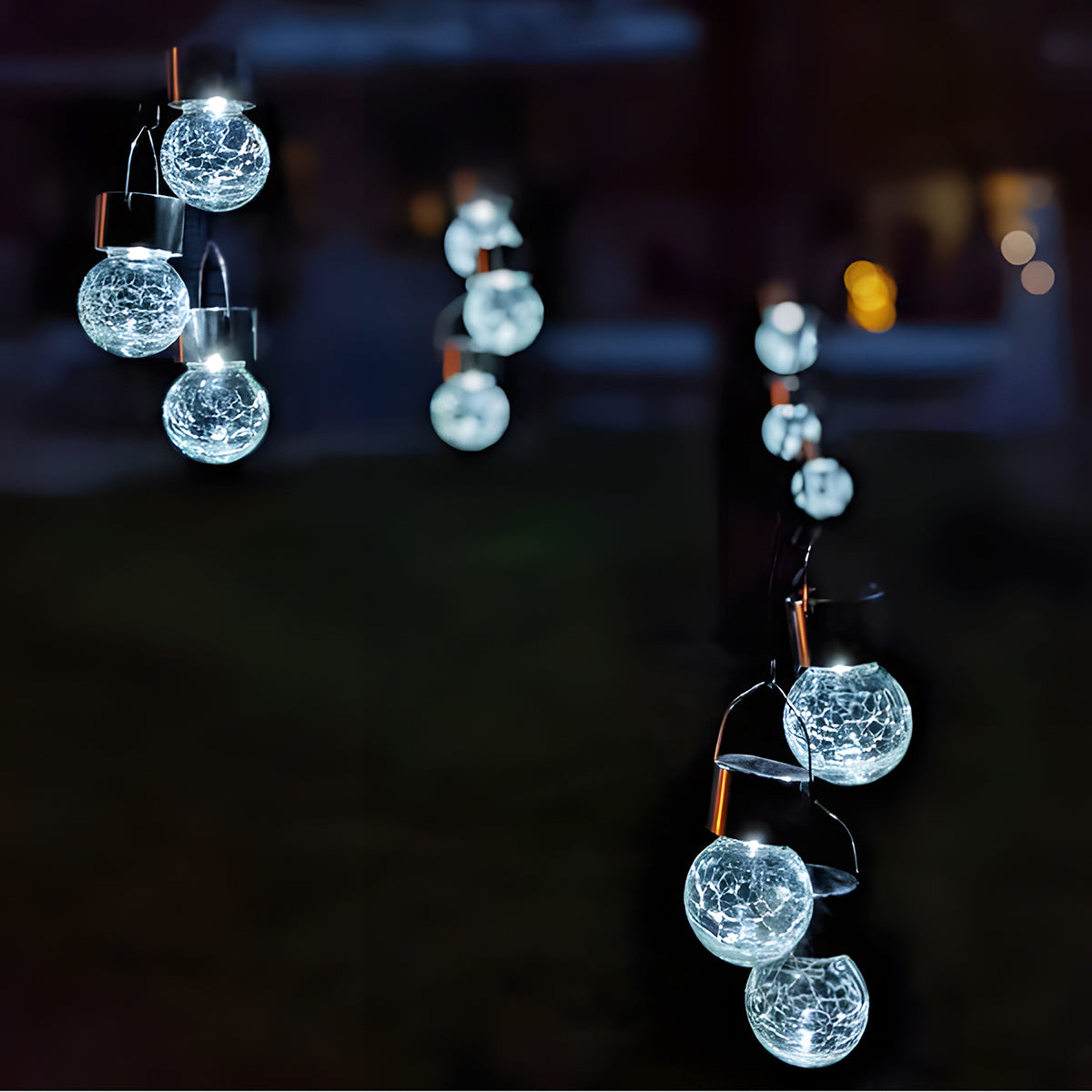 Gigalumi Solar Crackle Glass Hanging Ball Lights Set (8&12 Pack)
