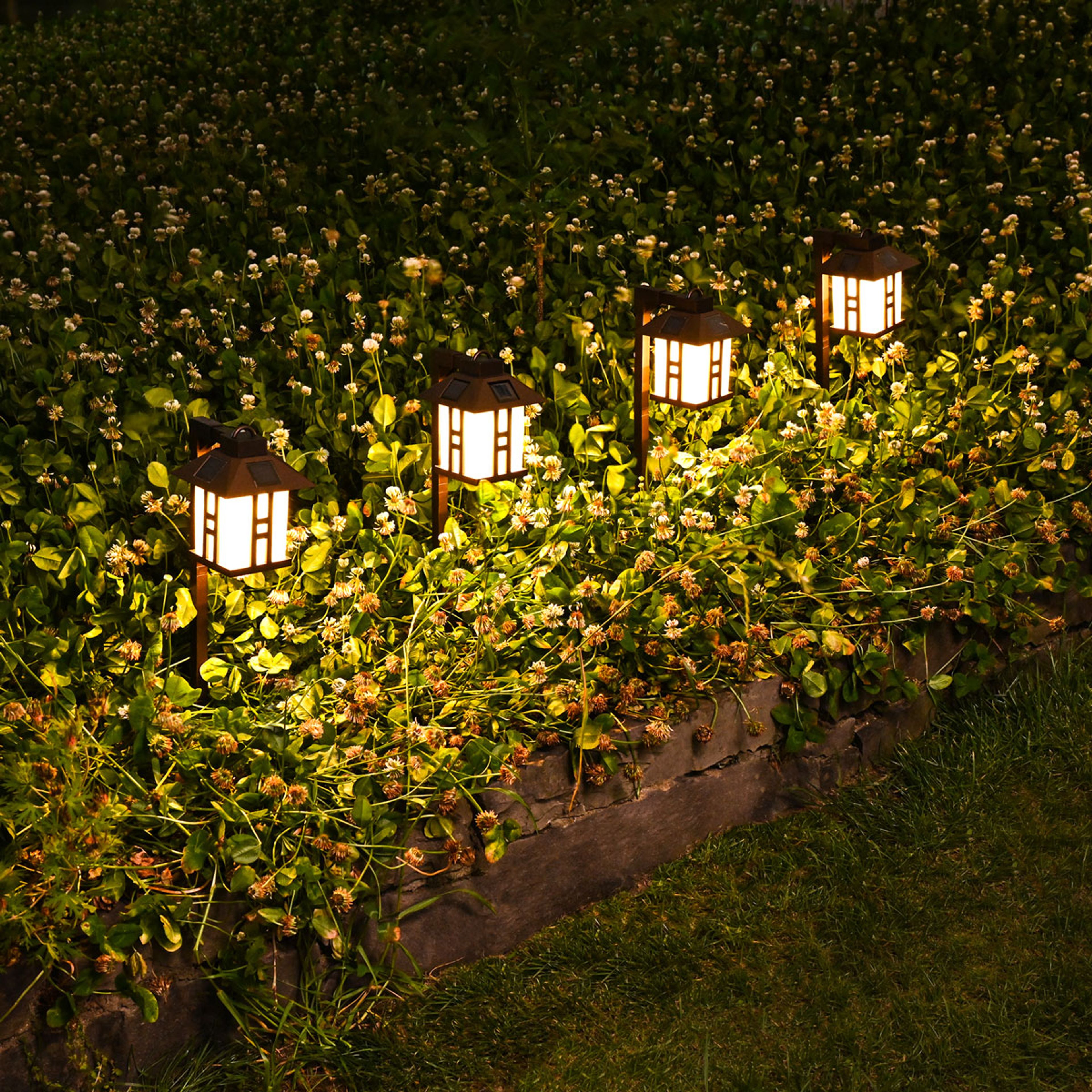 Gigalumi Solar Square Sconce Walkway Lights Set (4 Pack)