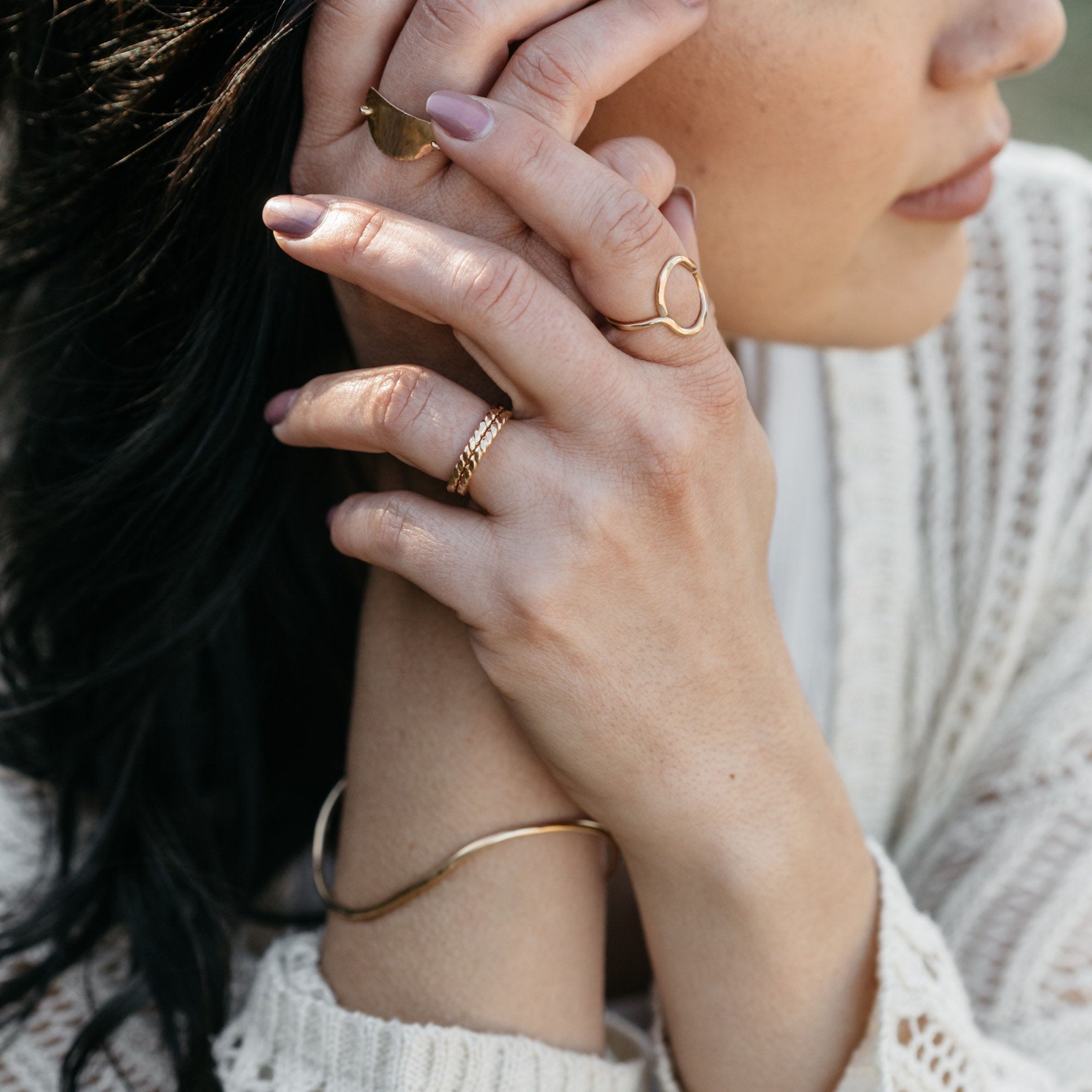 Esme Oval Hammered Statement Rings