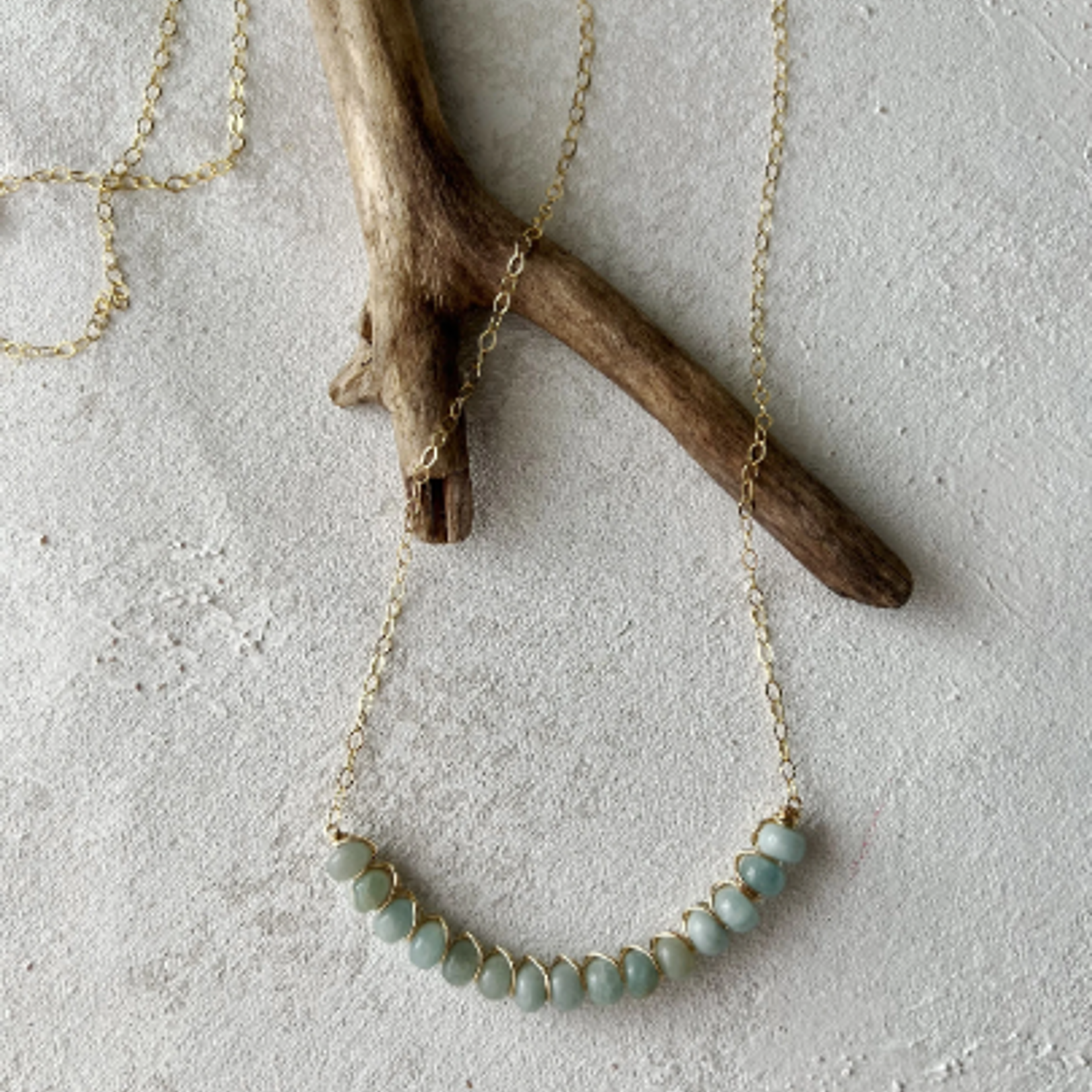 Jade Aquamarine Beaded Layering Necklace