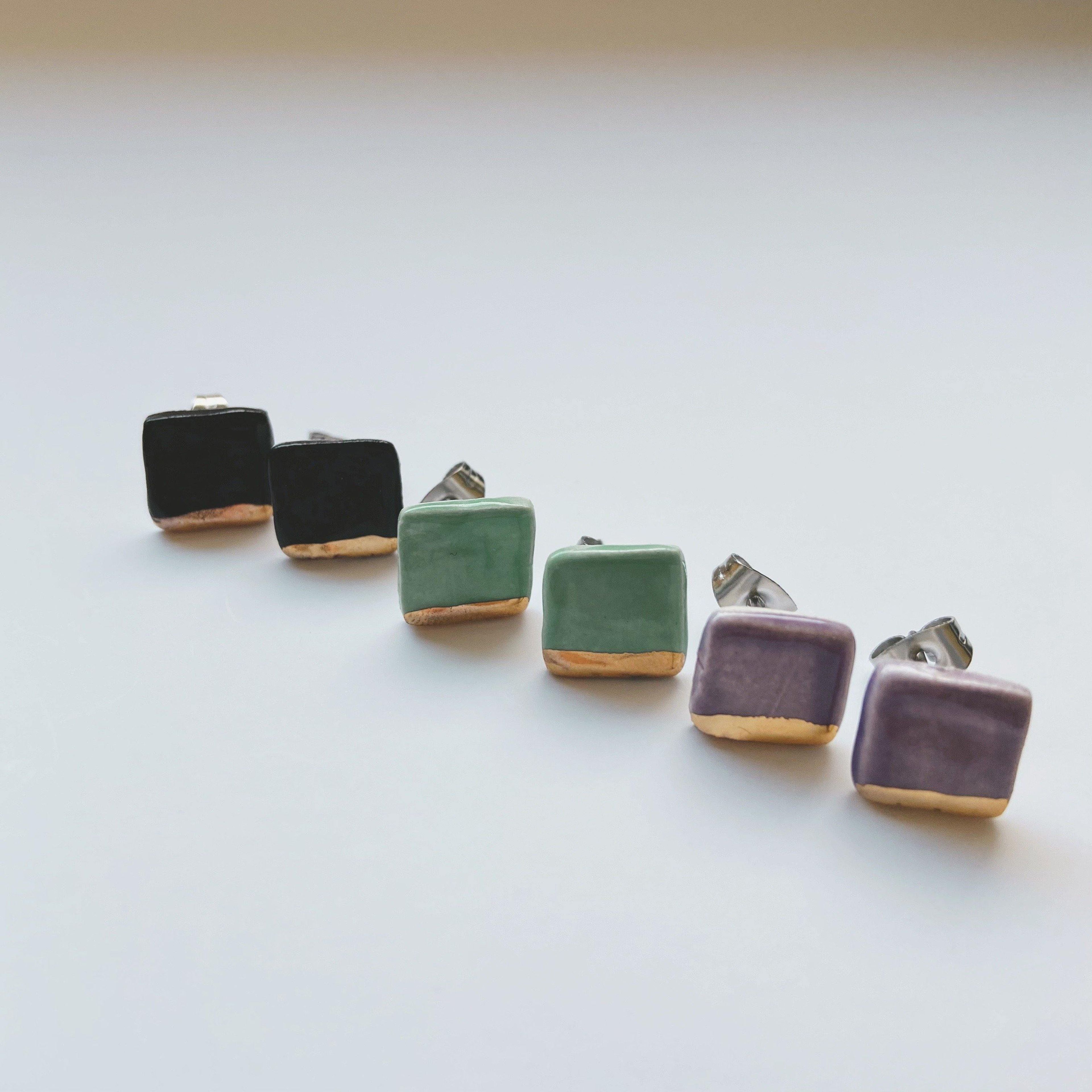 Square gold dipped studs