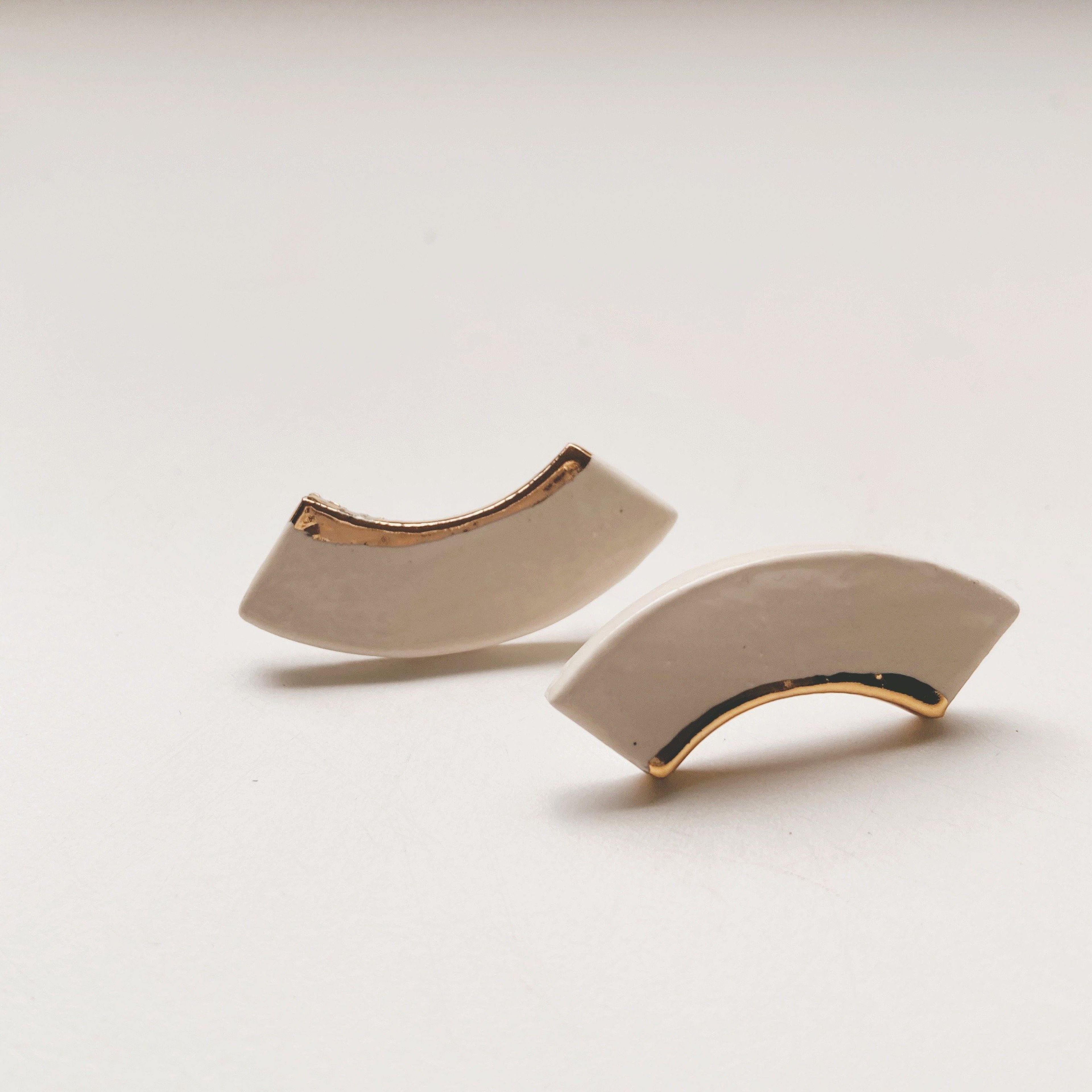 White and Gold Arch Studs
