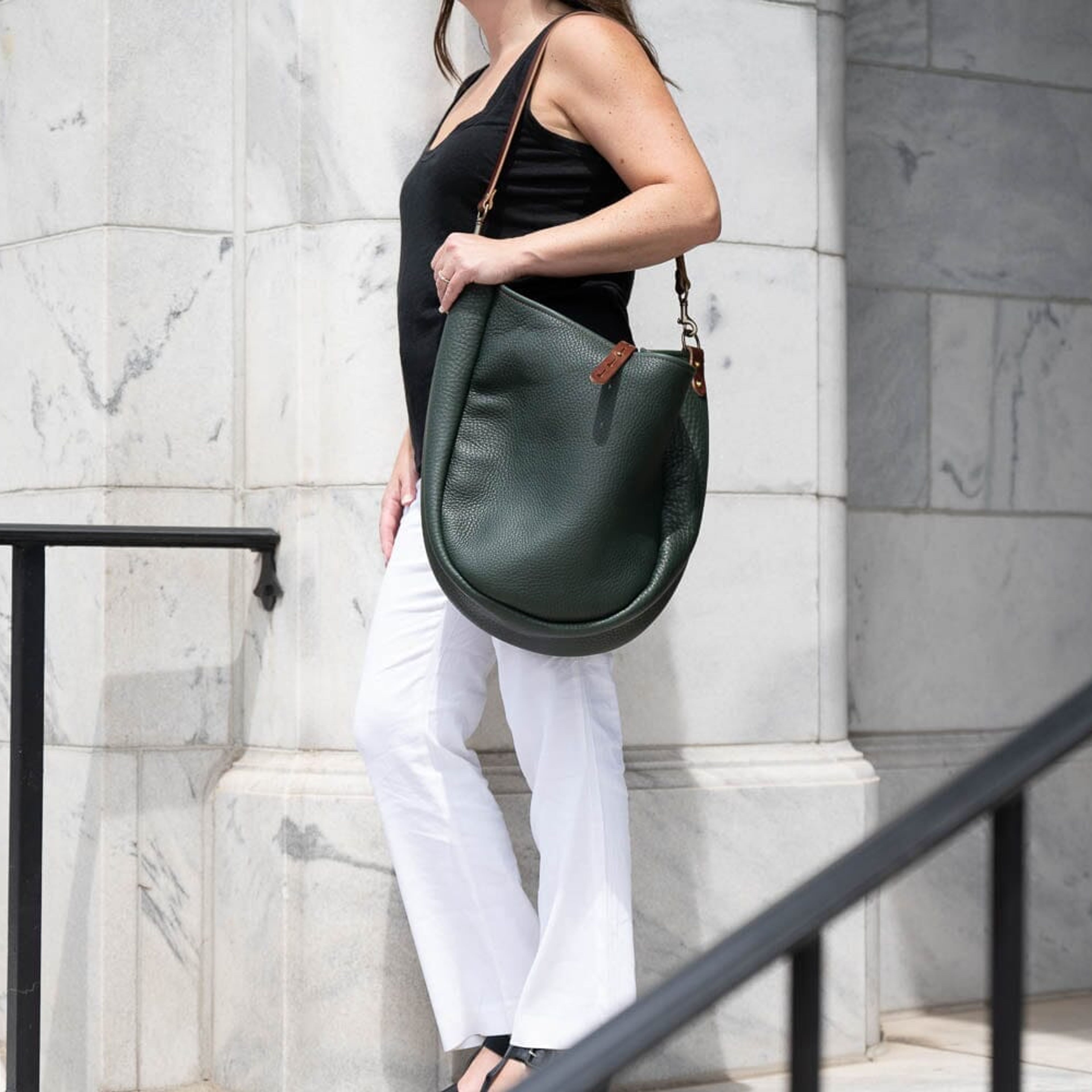 Celeste Leather Hobo Bag - Large - Forest Green (READY TO SHIP)