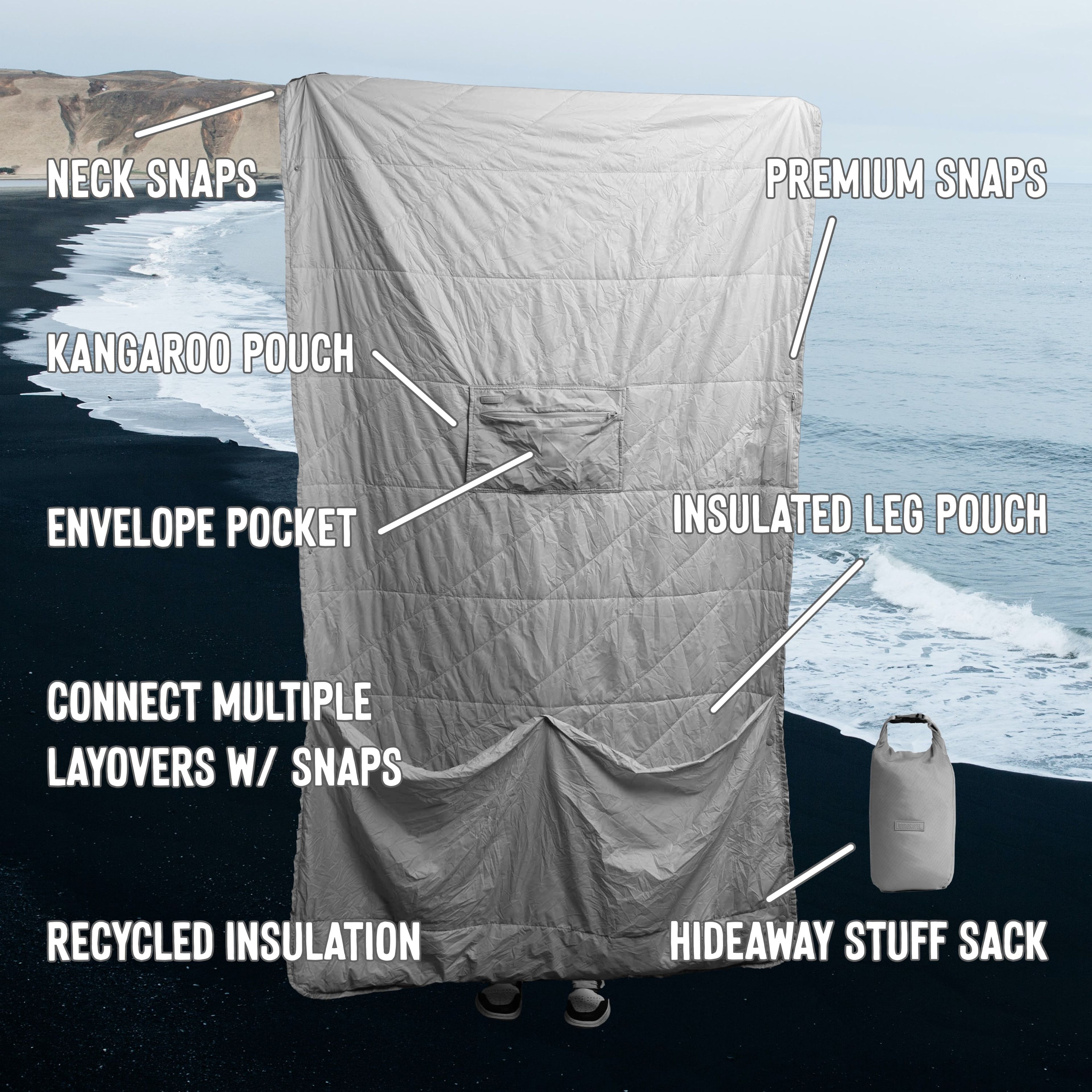 Layover Travel Blanket - Insulated & Packable | Gray