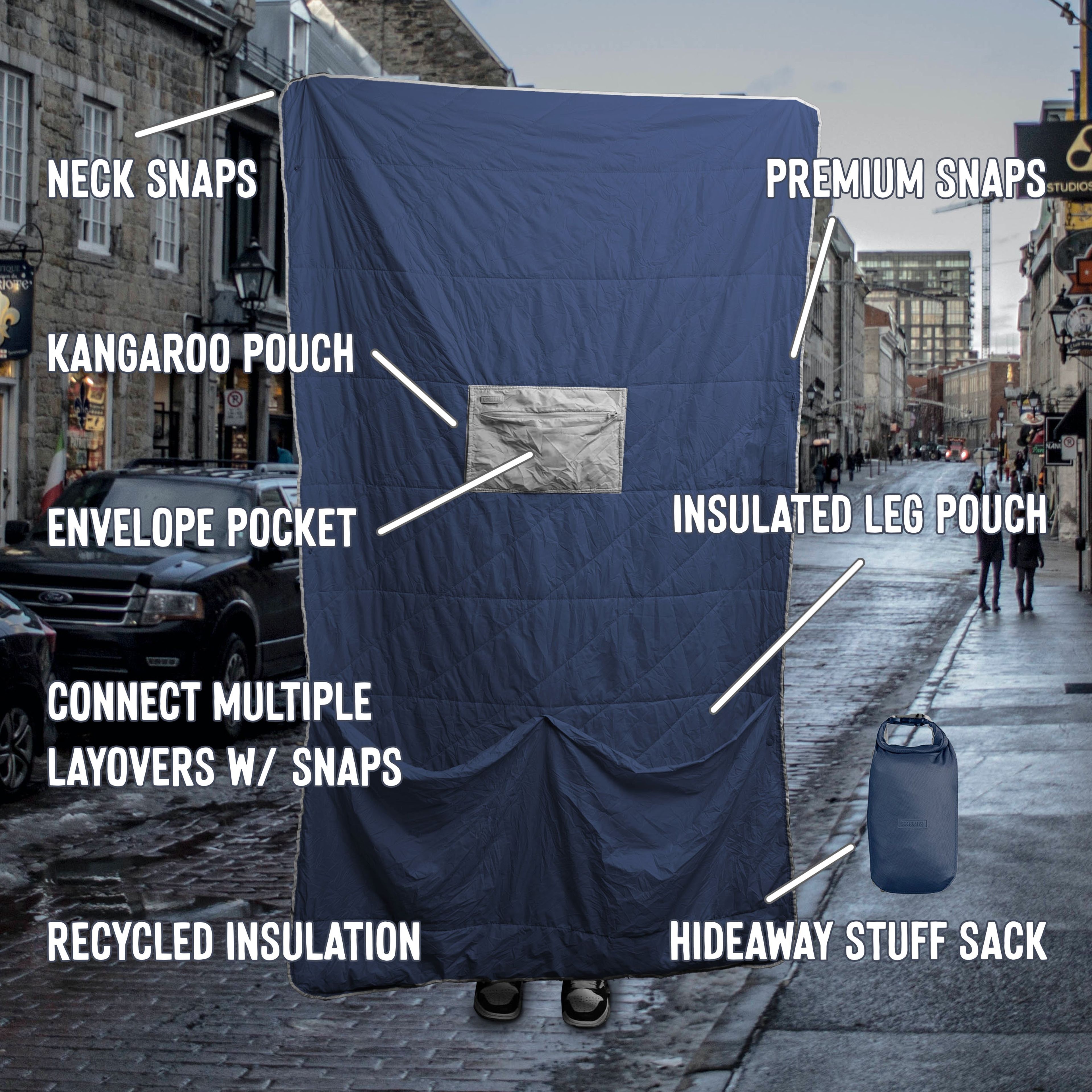 Layover Travel Blanket - Insulated & Packable | Blue