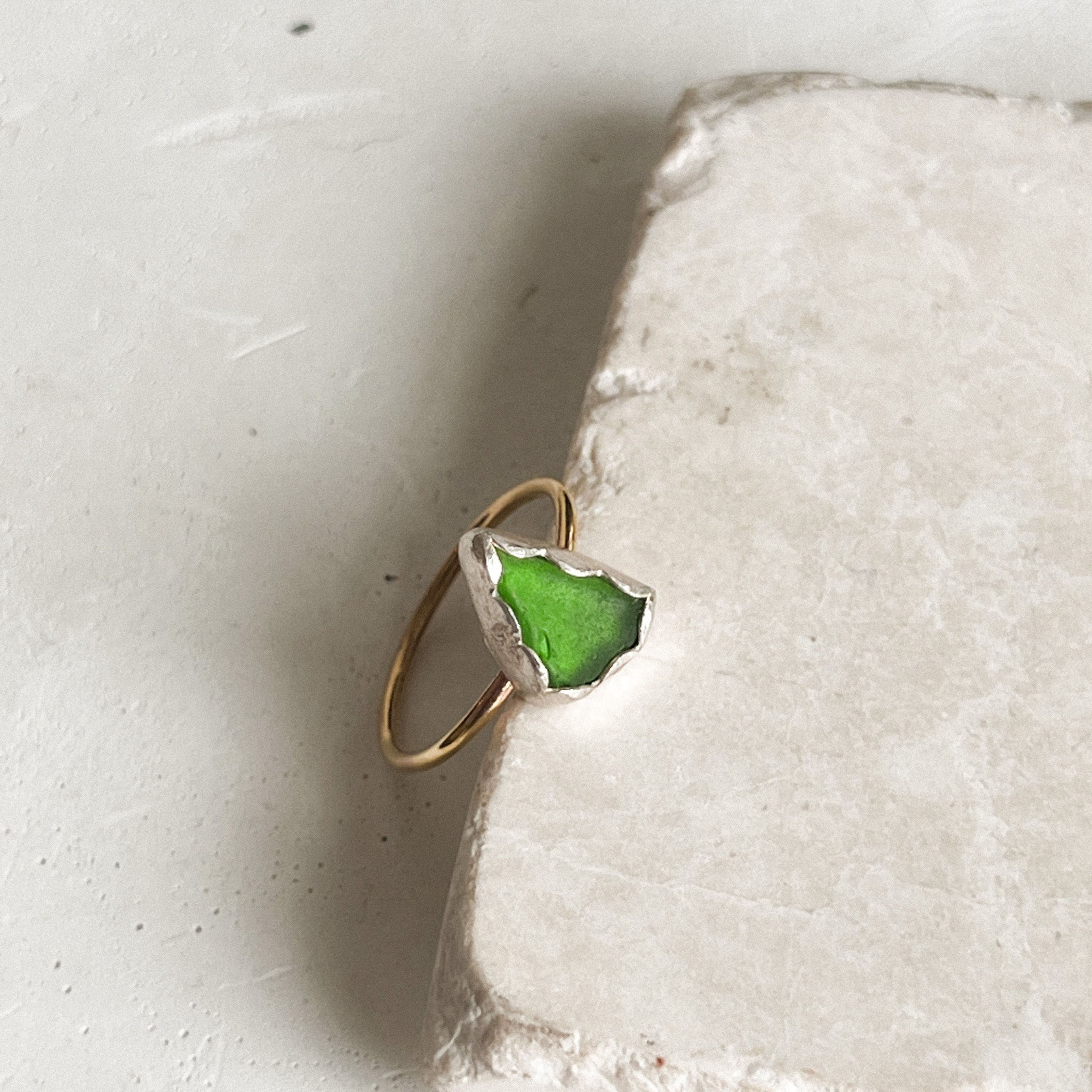Green Sea glass Ring