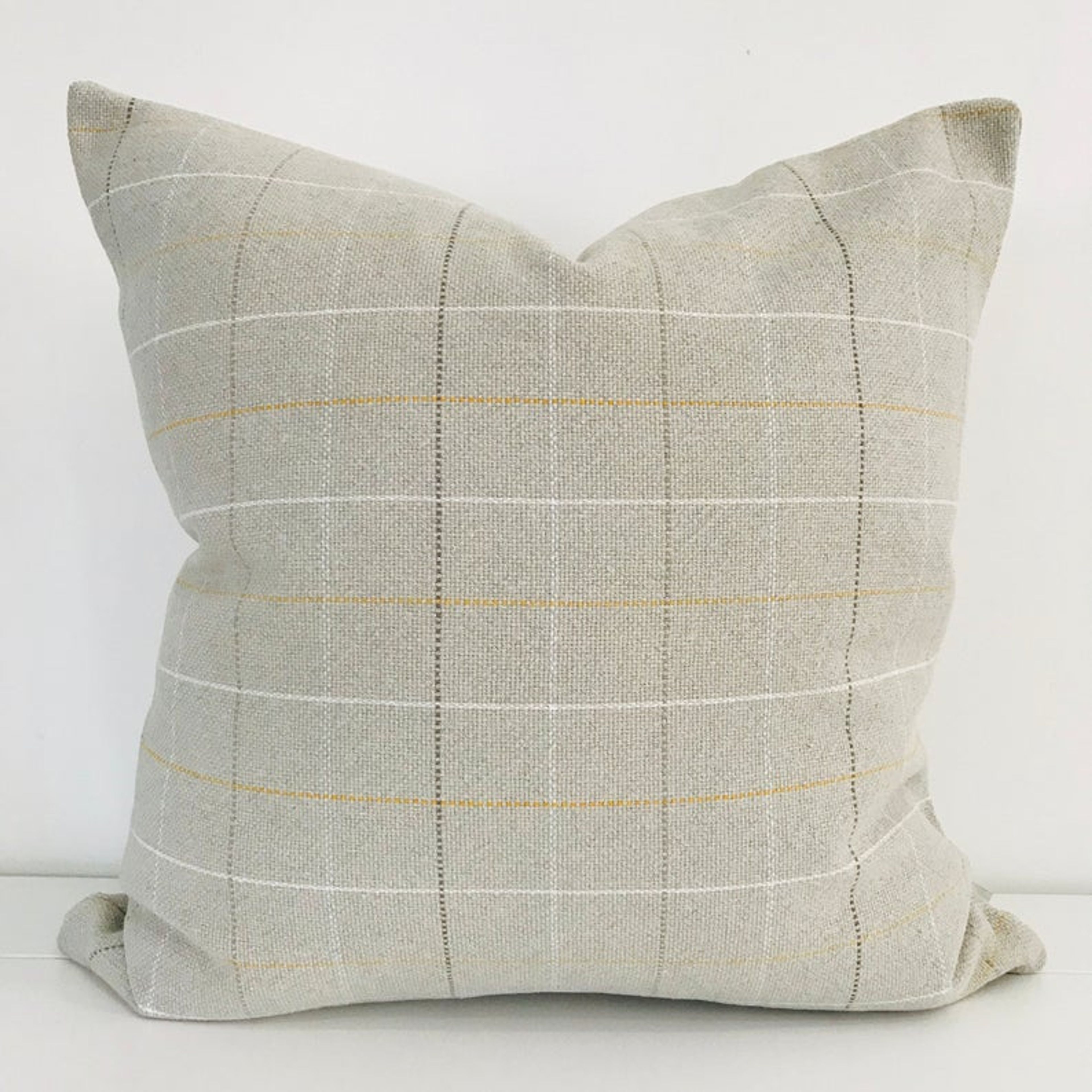 Taupe Mustard Plaid Pillow Cover (On The Shelf)