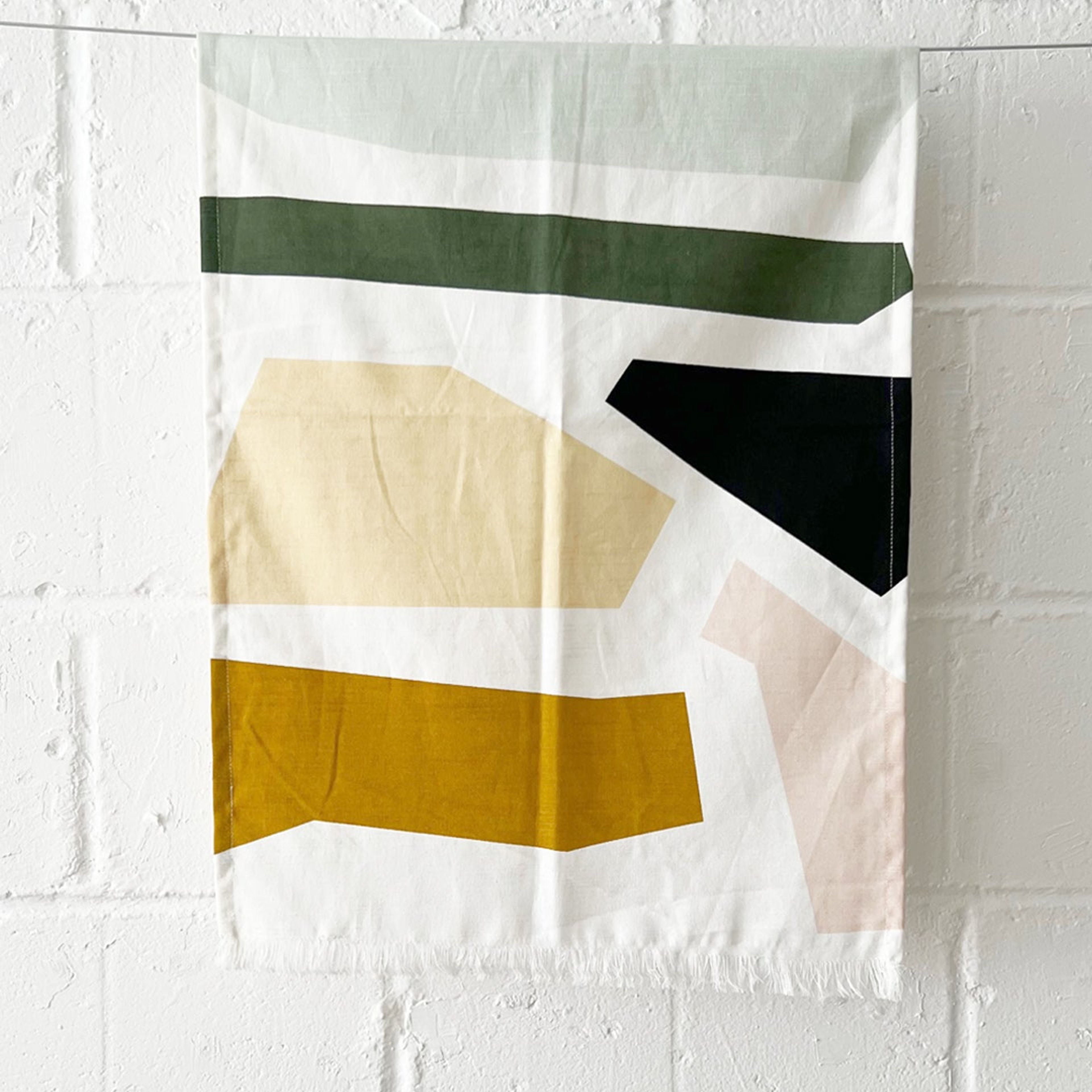 Textured Tea Towel - Color Block (fringed edge)