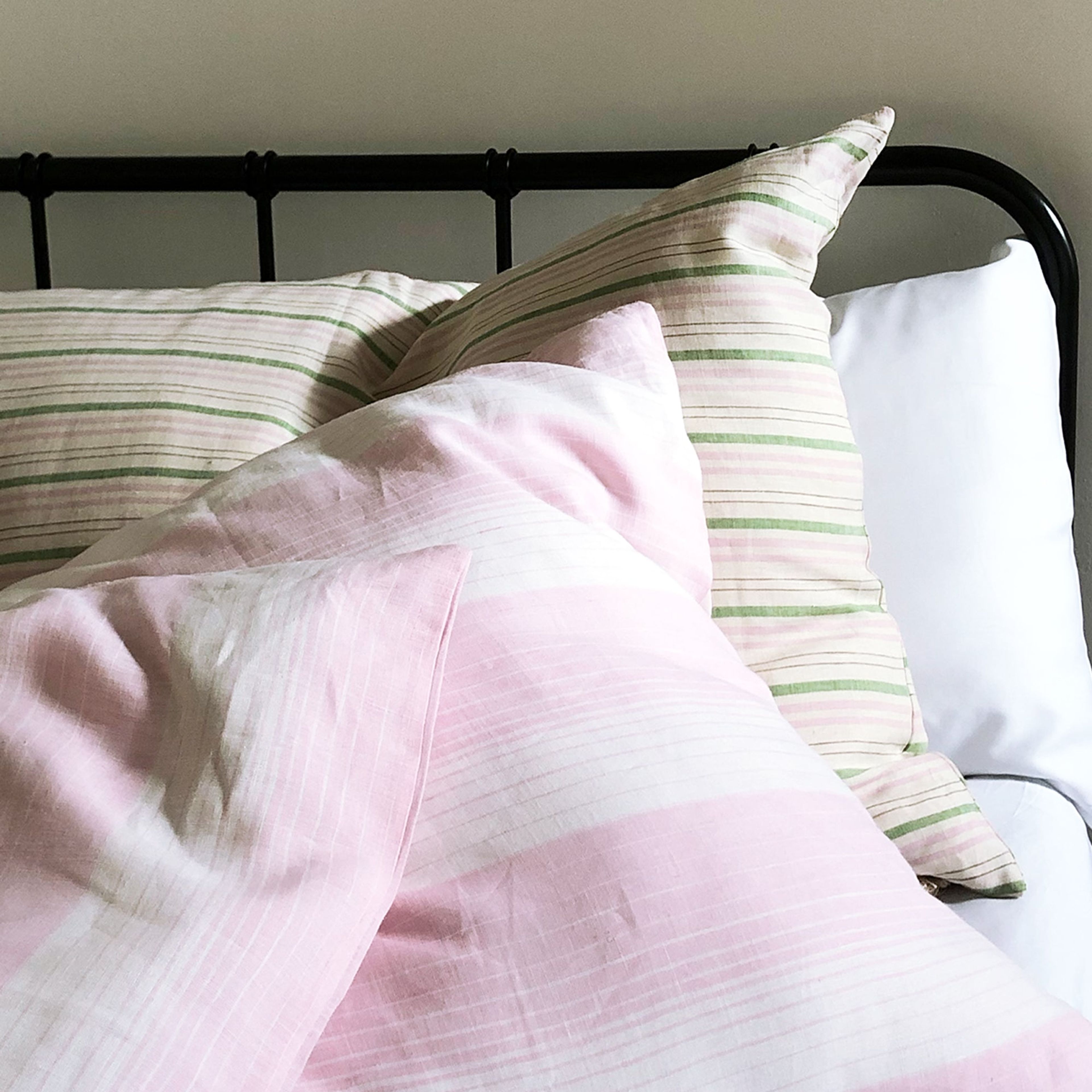 Headboard Cushion Cover in Deauville Pink & Green