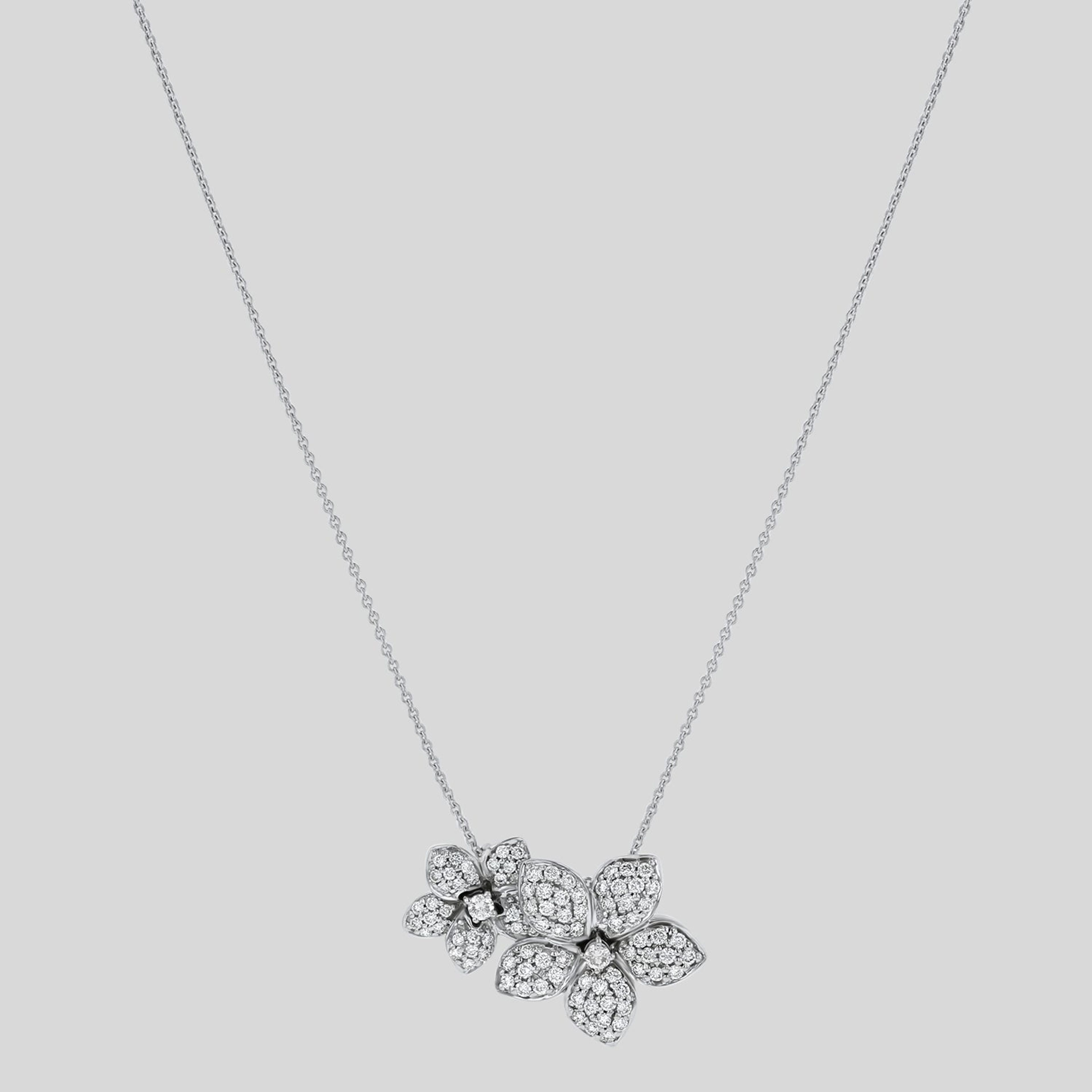 Lab Grown Diamond Flower Petal Pendant Necklace