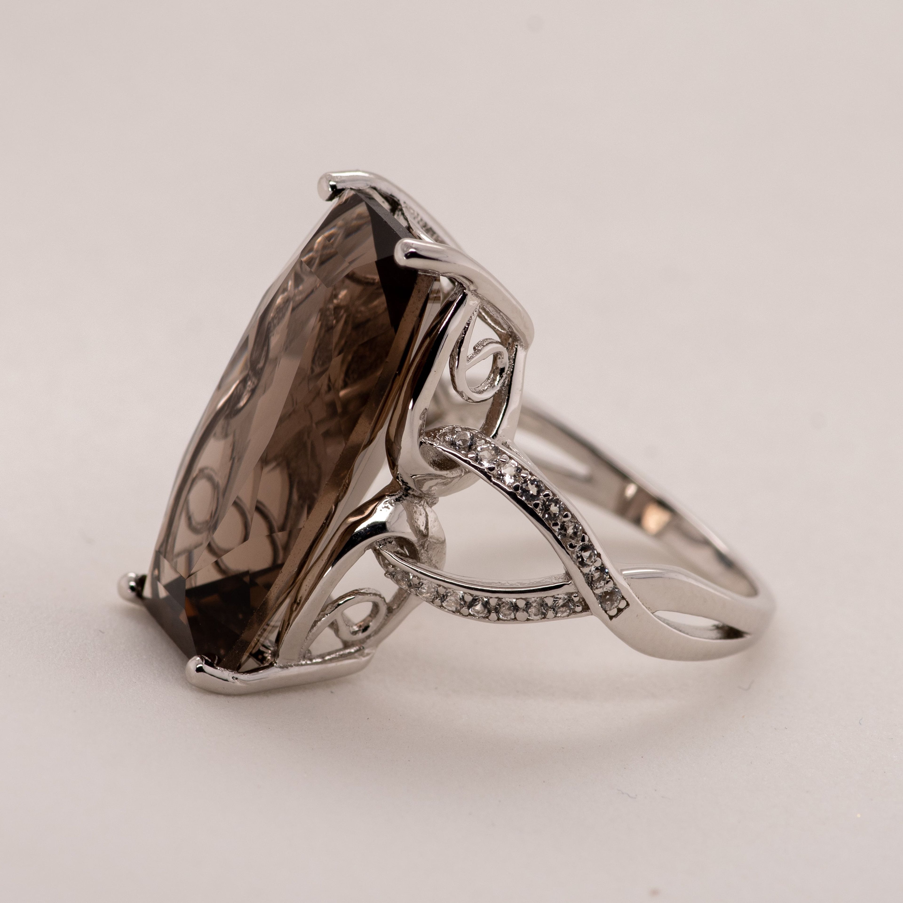 Mona Smokey Quartz Ring in Sterling Silver