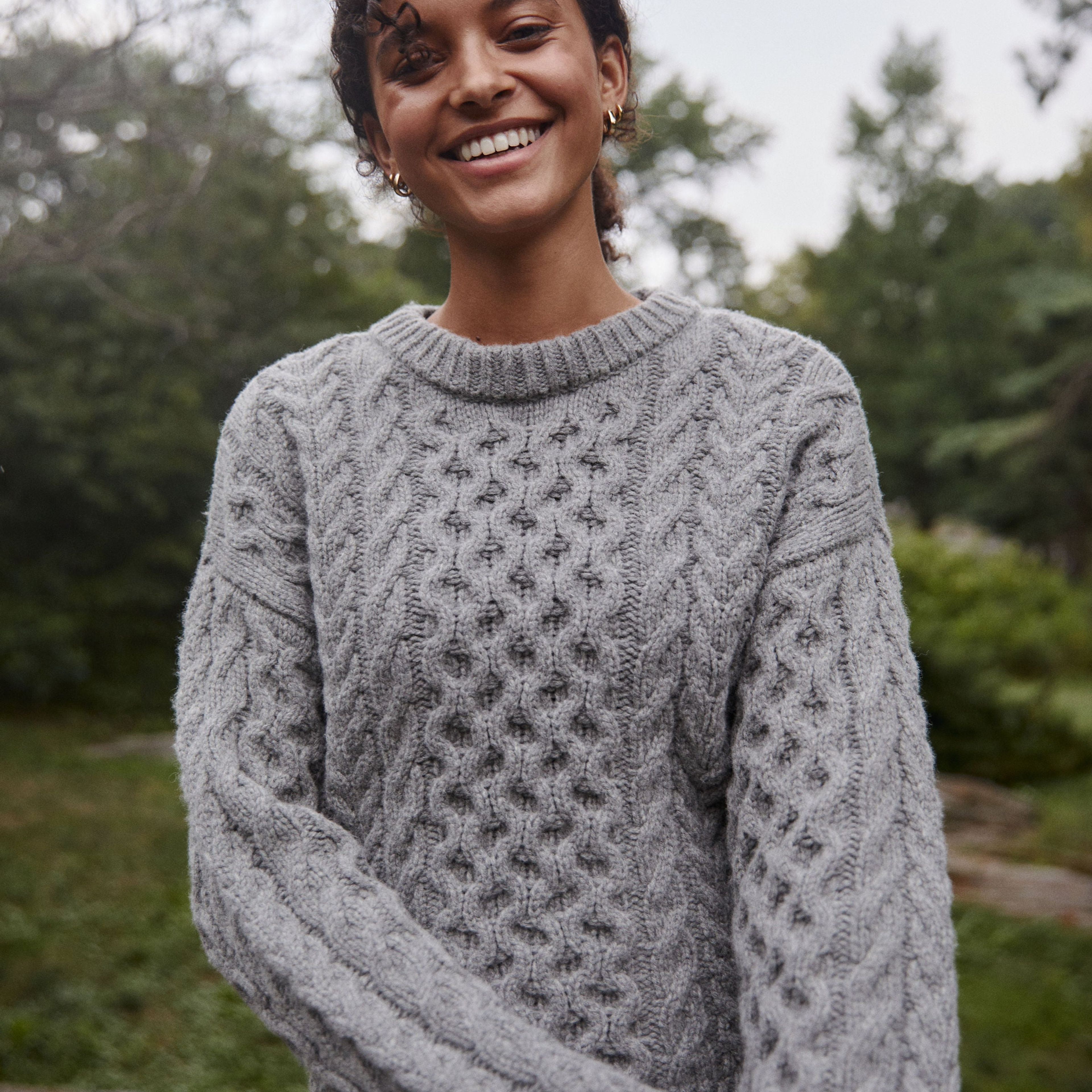 The Kennedy Sweater - Heather Grey Fisherman Knit